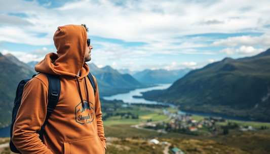 norway beauty landscape with traveler wearing hoodie from solo journey design tshirts