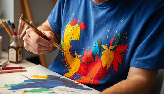 person painting on tshirt collaboration with artists to print tshirts