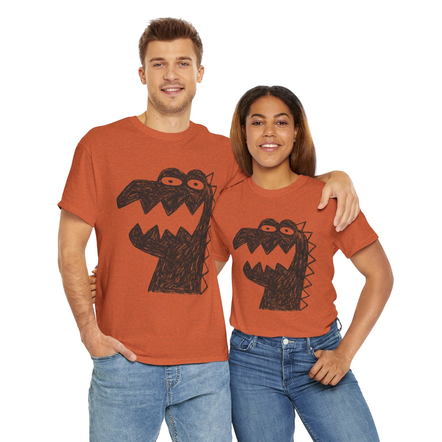 Dinosaur Graphic Tee, Unisex Cotton Shirt, Fun Casual Wear, Cute Monster Top, Gift for Kids and Teens, Birthday Celebration