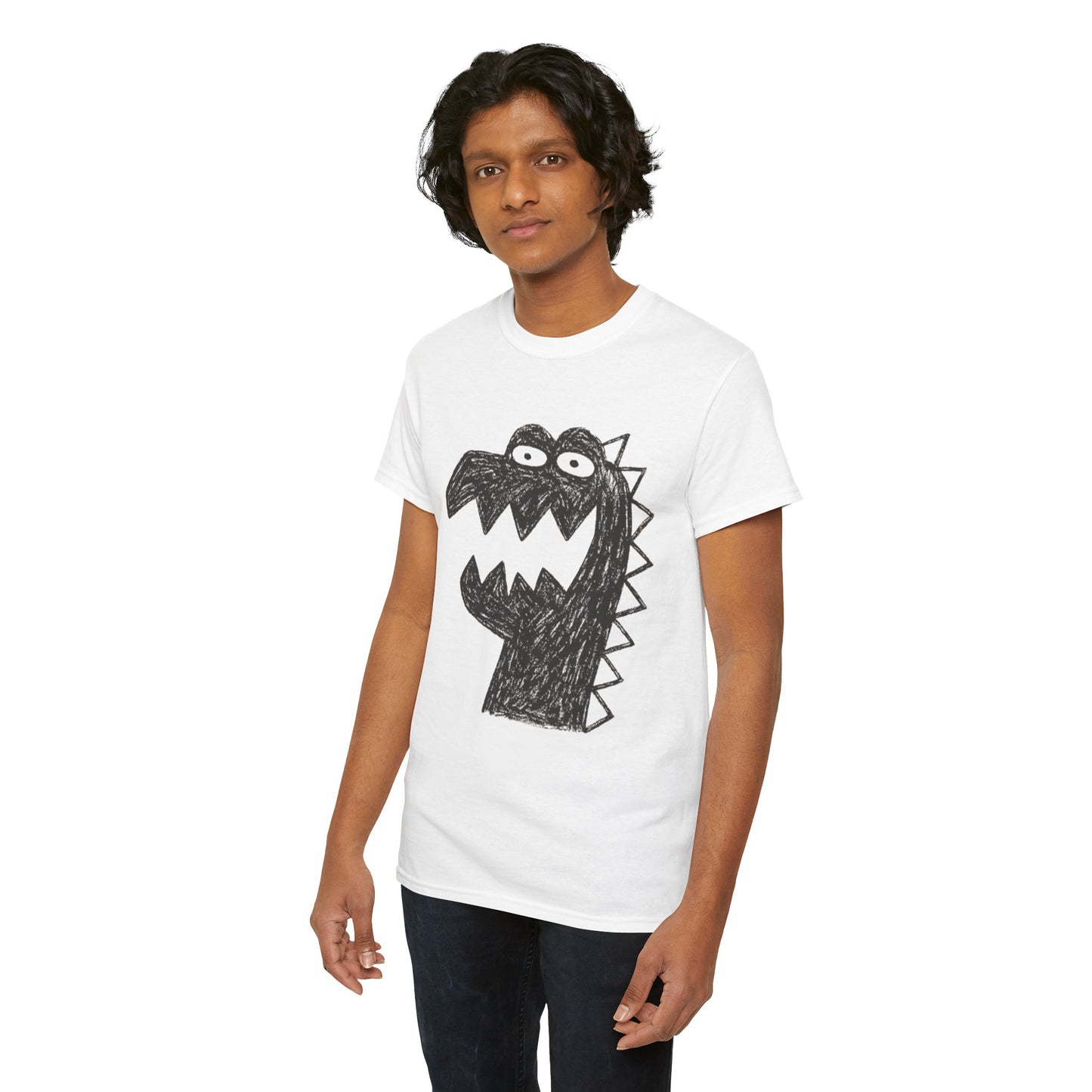 Dinosaur Graphic Tee, Unisex Cotton Shirt, Fun Casual Wear, Cute Monster Top, Gift for Kids and Teens, Birthday Celebration