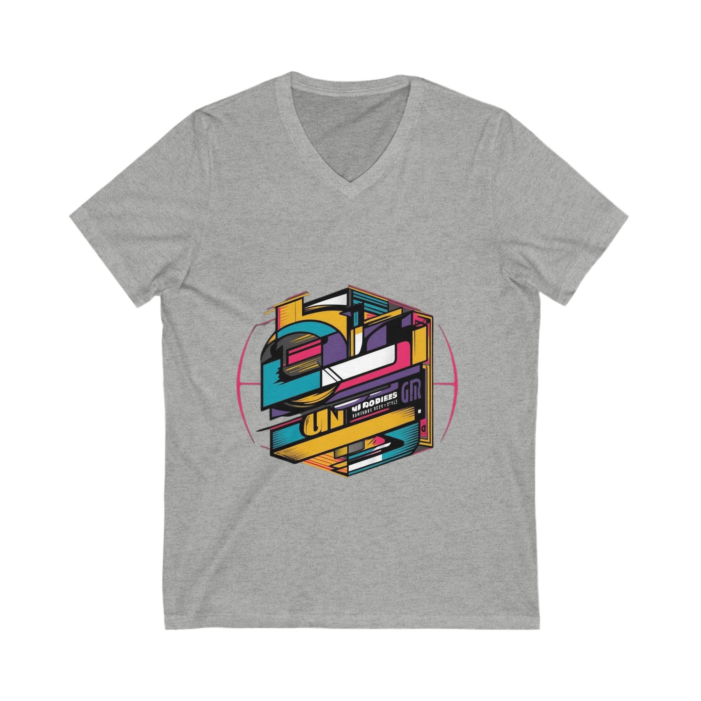 Stylish model wearing Rubik's Cube Unisex Organic Cotton V-Neck Tee, highlighting its versatility for everyday wear.