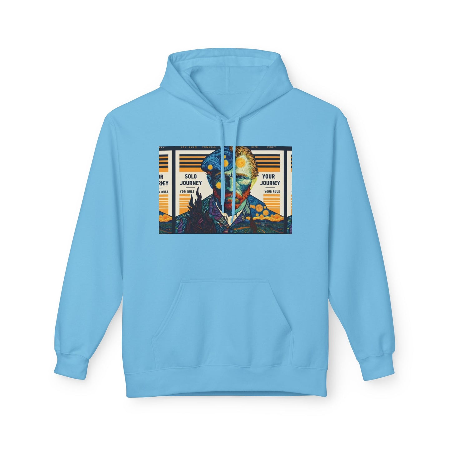 The backside view of the Van Gogh AI Graphic Western Rodeo Sweatshirt emphasizing its relaxed fit.