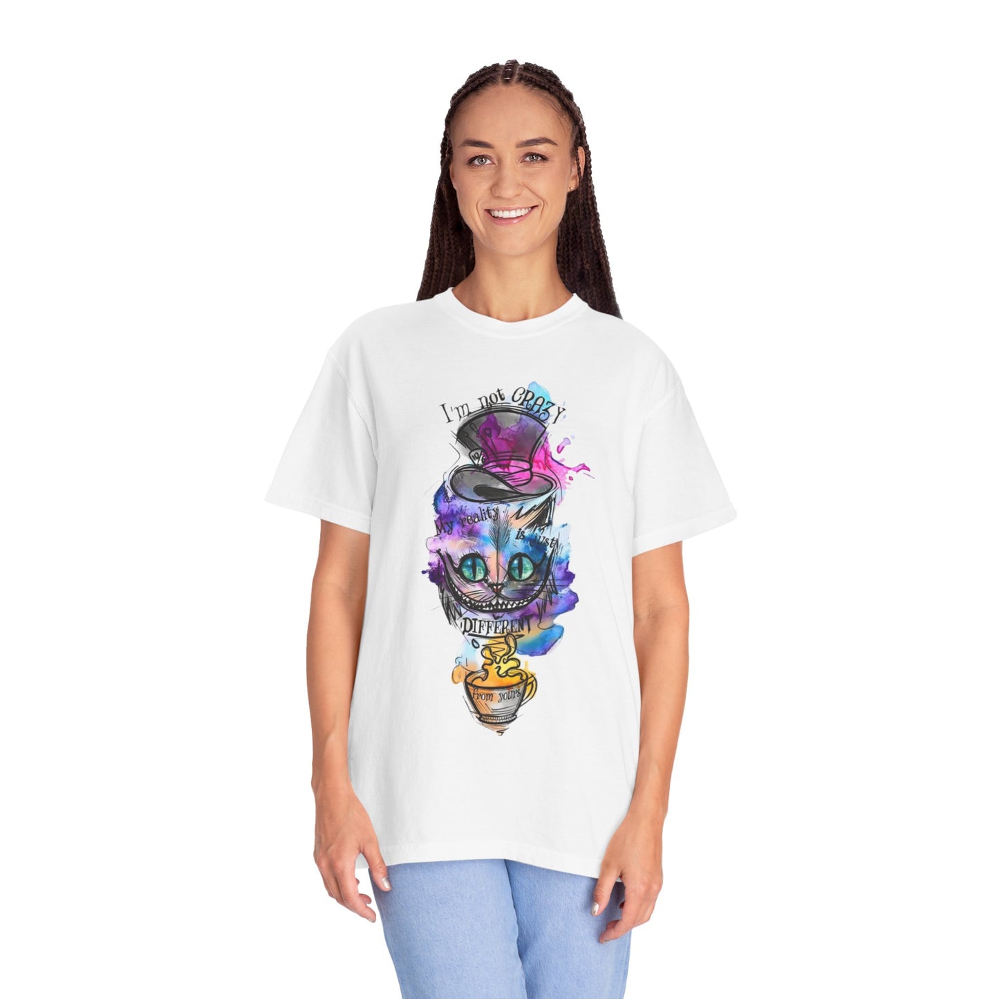 Model wearing the Personalized Cat With A Hat Country Music Graphic T-Shirt - Eco-Friendly Organic Cotton Tee, perfect for casual outings.