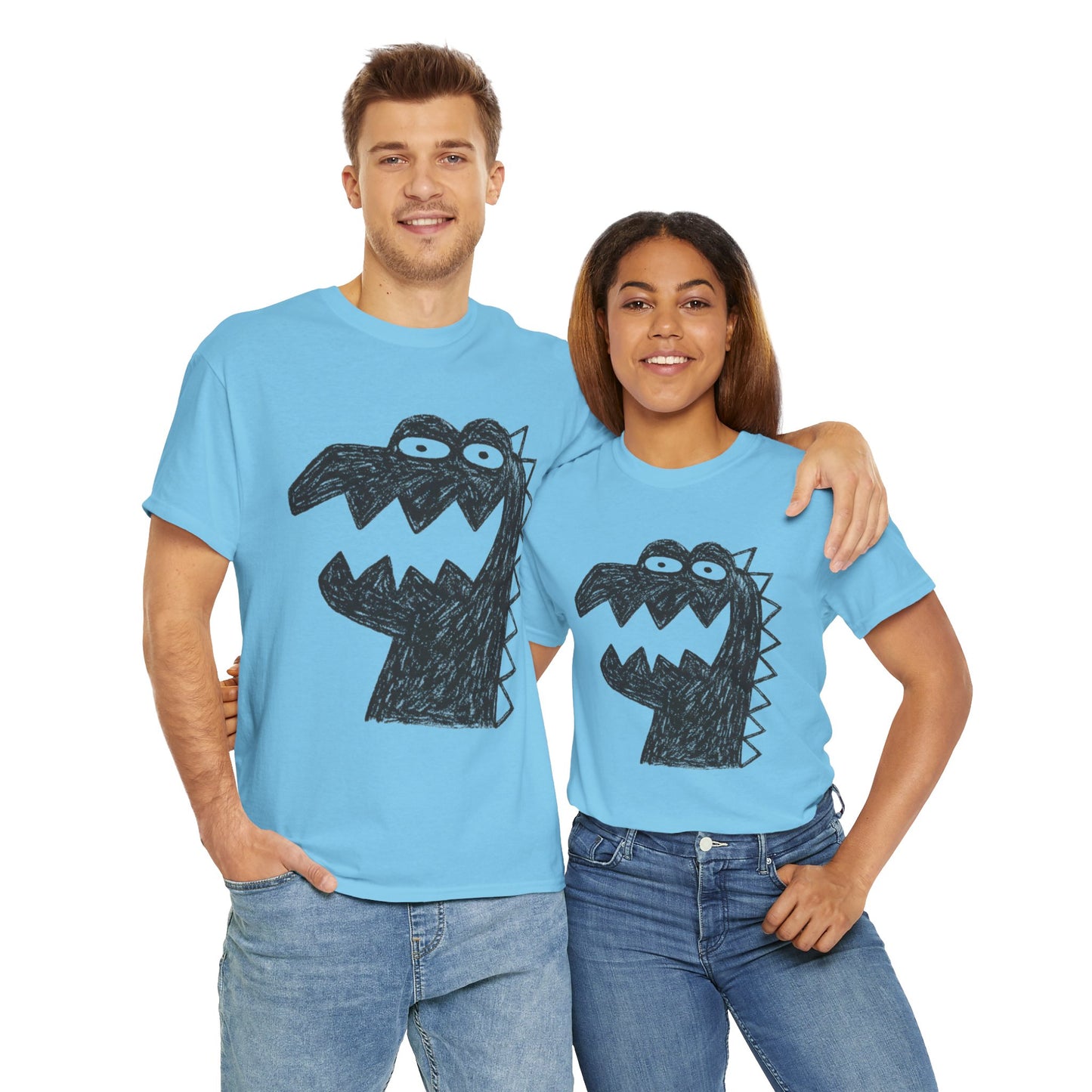 Dinosaur Graphic Tee, Unisex Cotton Shirt, Fun Casual Wear, Cute Monster Top, Gift for Kids and Teens, Birthday Celebration