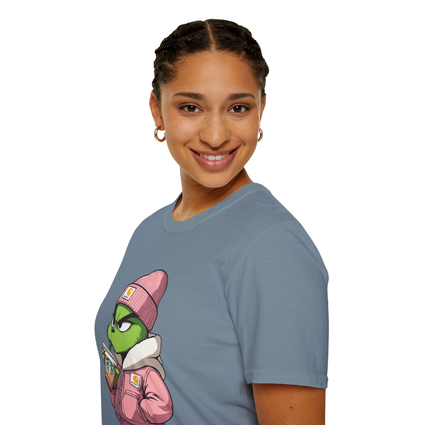 100% Organic Cotton Unisex Softstyle Graphic Tee - Eco-Friendly & Versatile Fashion worn casually, demonstrating its lightweight comfort.