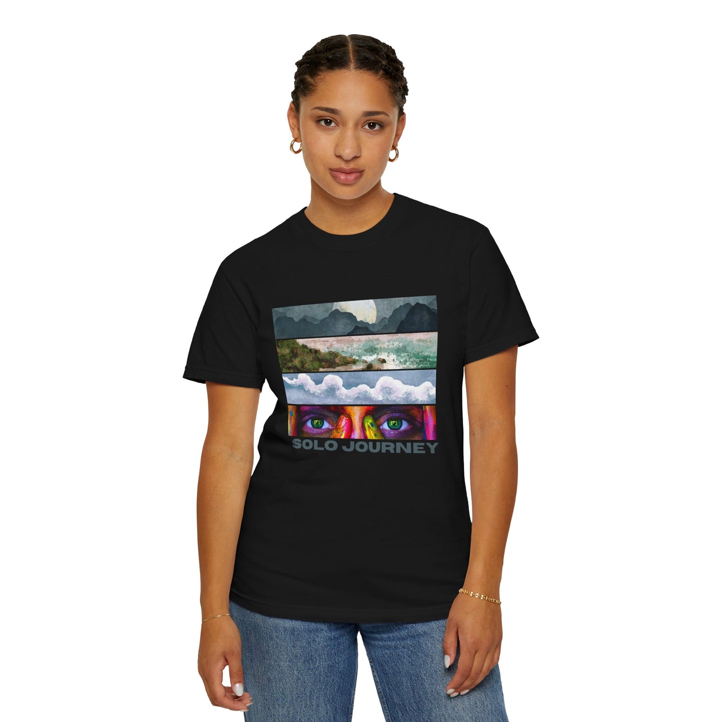 Back view of the Vintage Aesthetic Oversized Boho T-Shirt 07 highlighting its relaxed fit and organic cotton fabric.