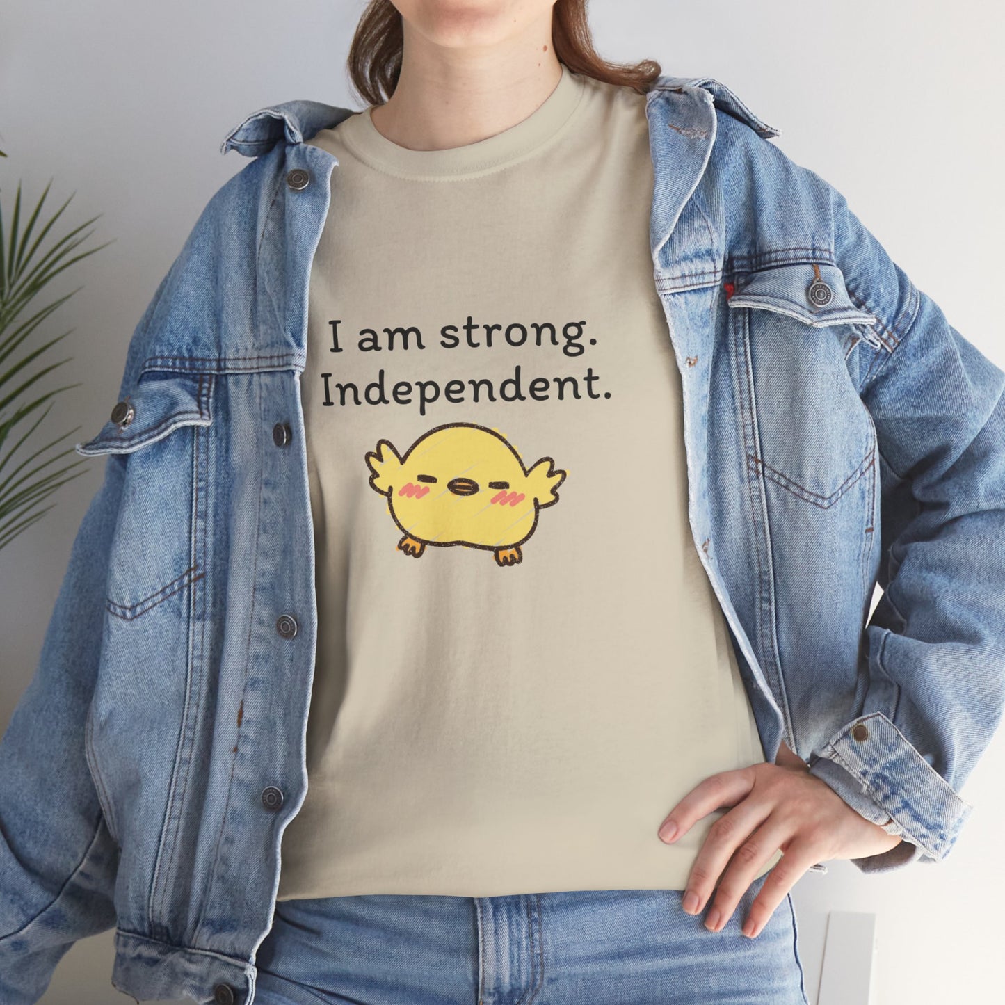 Empowering Chick Graphic Unisex Heavy Cotton Tee - "I am strong. Independent."