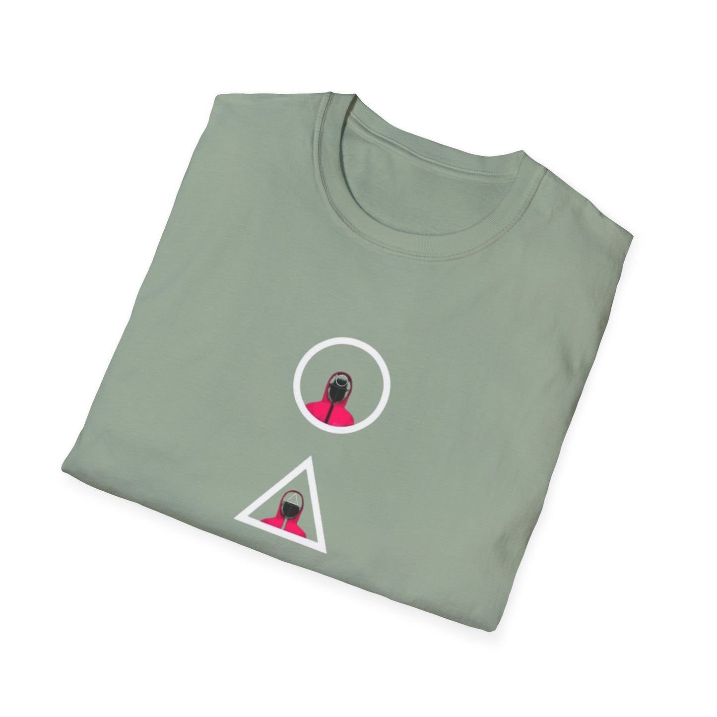 Unisex Softstyle T-Shirt - Eco-Friendly 100% Cotton Minimalist Graphic Tee for Casual Wear, highlighting its relaxed fit and ribbed collar.