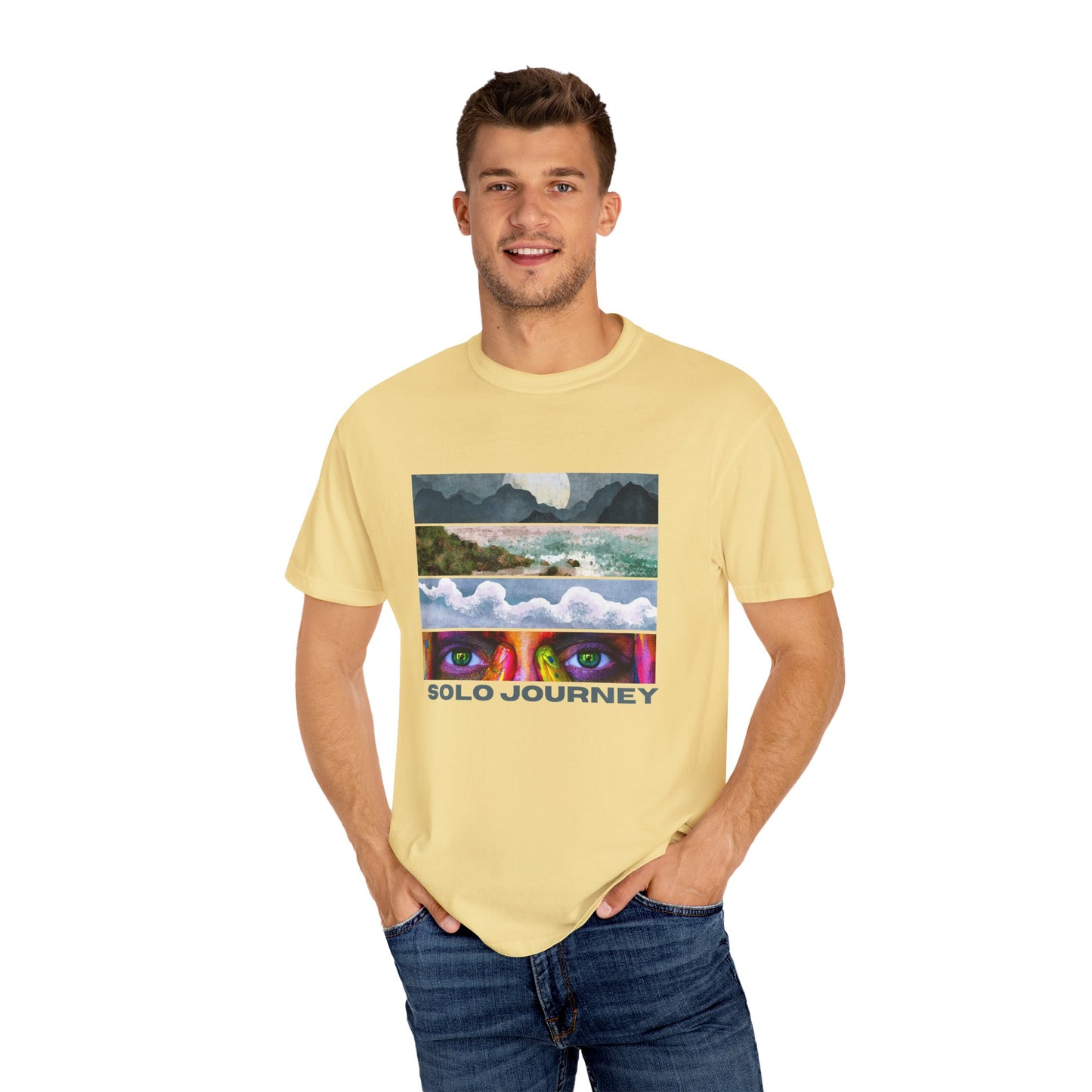 Close-up of the Vintage Aesthetic Oversized Boho T-Shirt 07 - Eco-Friendly Organic Cotton Tee featuring hand-drawn graphic designs.