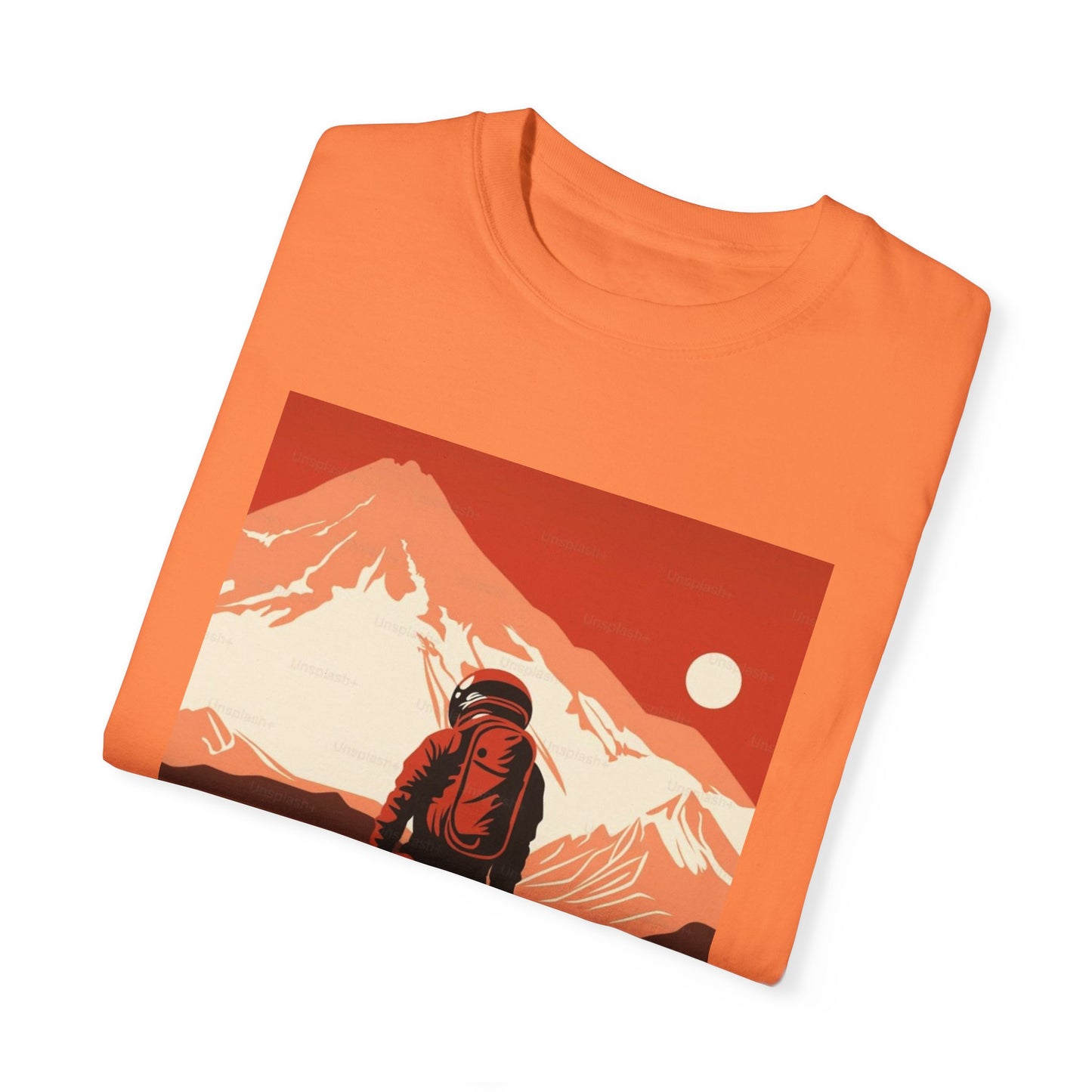 Man On Mars Graphic T-Shirt - Eco-Friendly Organic Cotton, showcasing the unique hand-drawn graphic design on a relaxed fit boho tee.