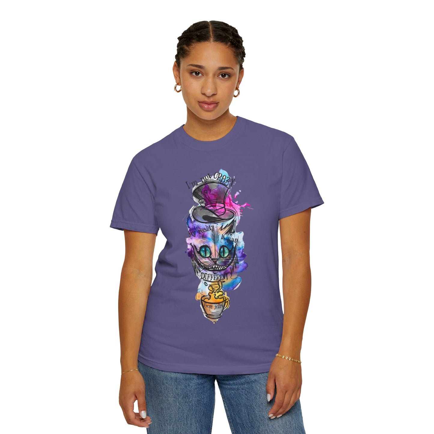 Relaxed fit of the Personalized Cat With A Hat Country Music Graphic T-Shirt, designed for comfort and sustainability.