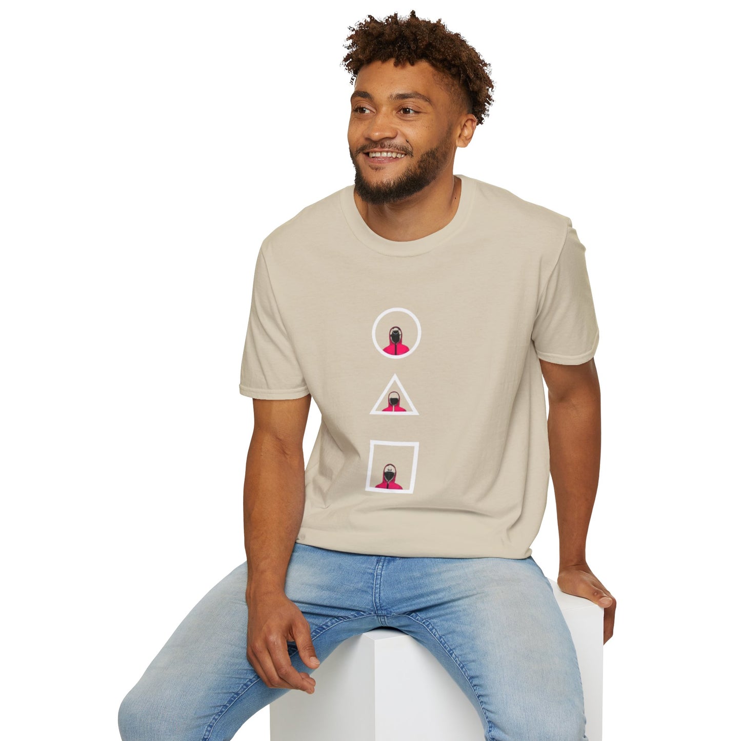 Group of friends wearing the Unisex Softstyle T-Shirt made from eco-friendly 100% cotton, displaying its versatility for casual outings.