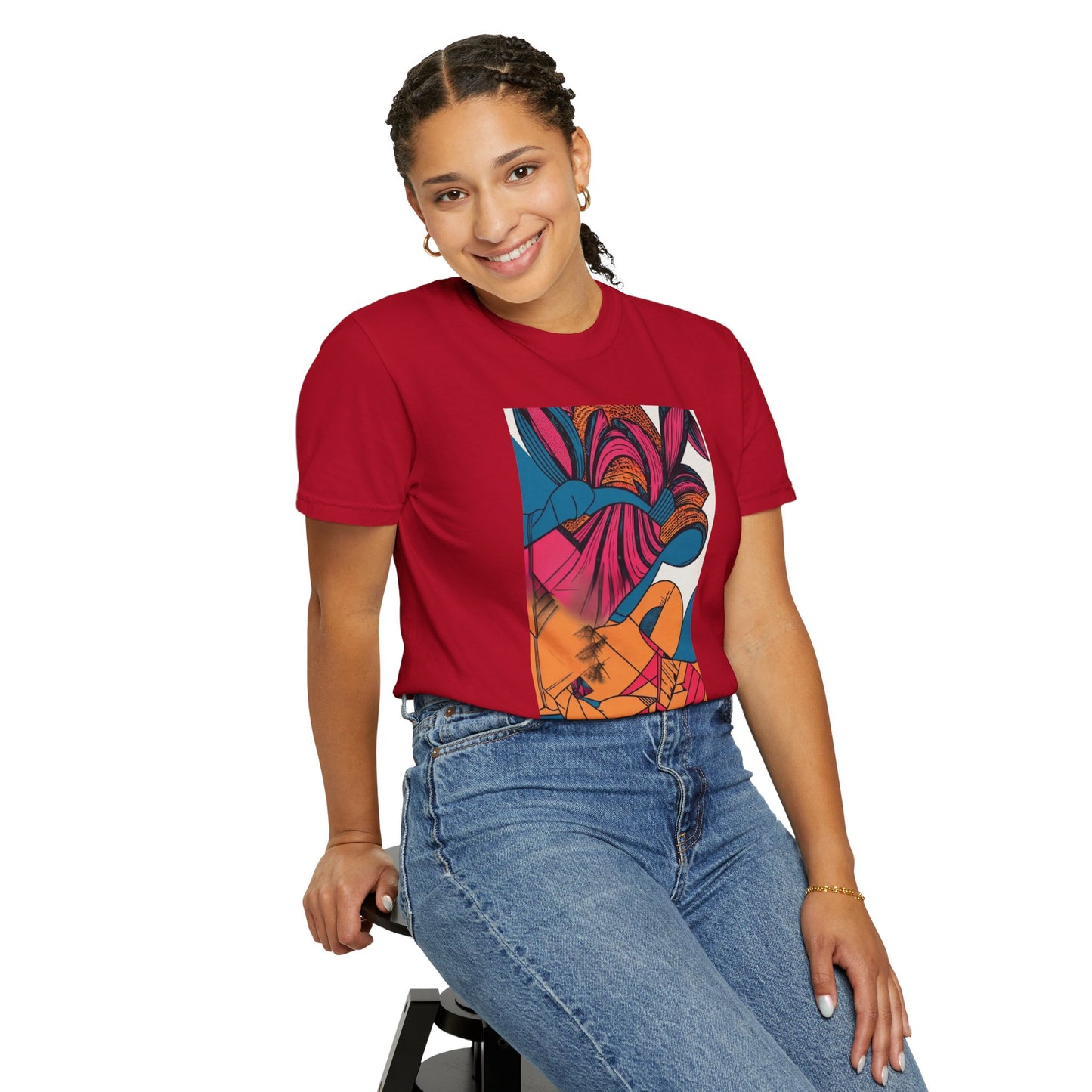 Berry Masterpiece Oversized Boho T-Shirt 09 - Eco-Friendly Organic Cotton Graphic Tee in a flat lay presentation with accessories, illustrating its versatile style options.