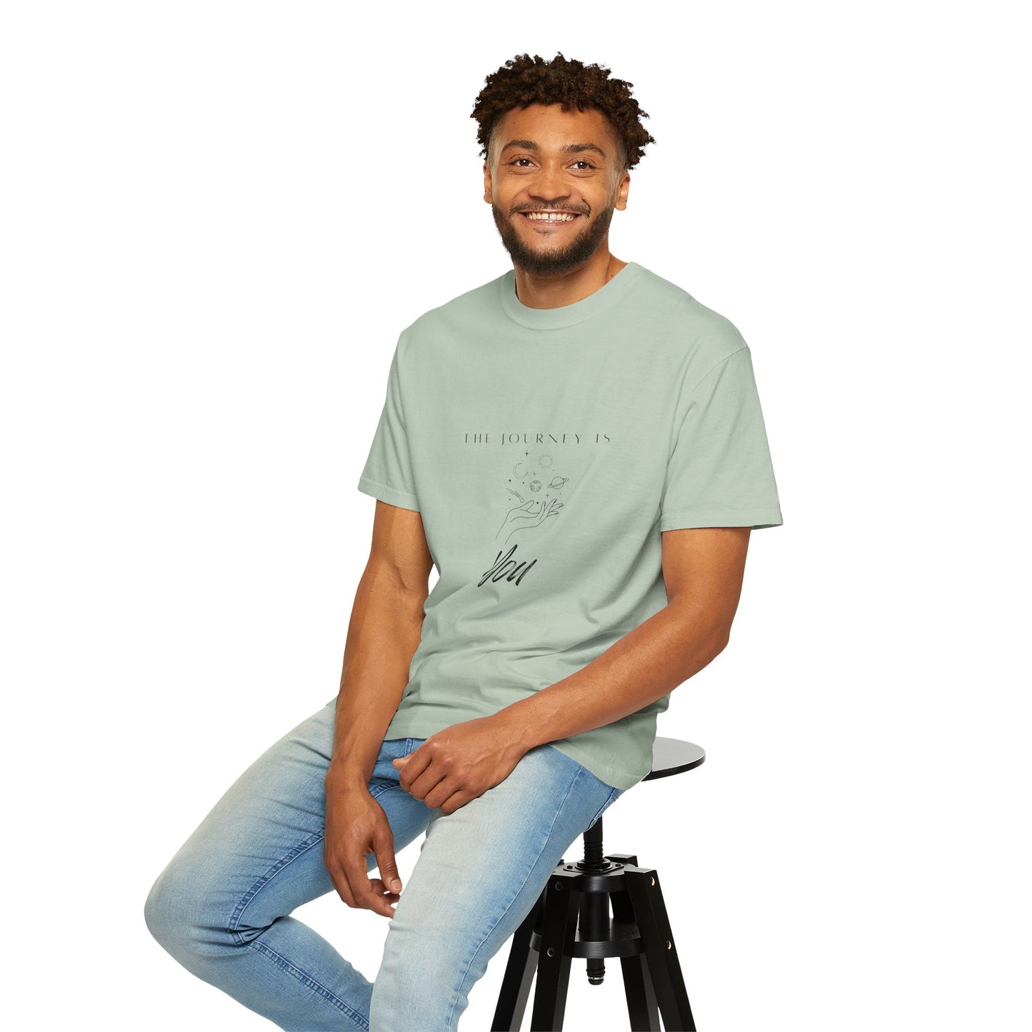 The back view of the Vintage Aesthetic Oversized Boho T-Shirt Pullover, highlighting its oversized fit and sustainable material.