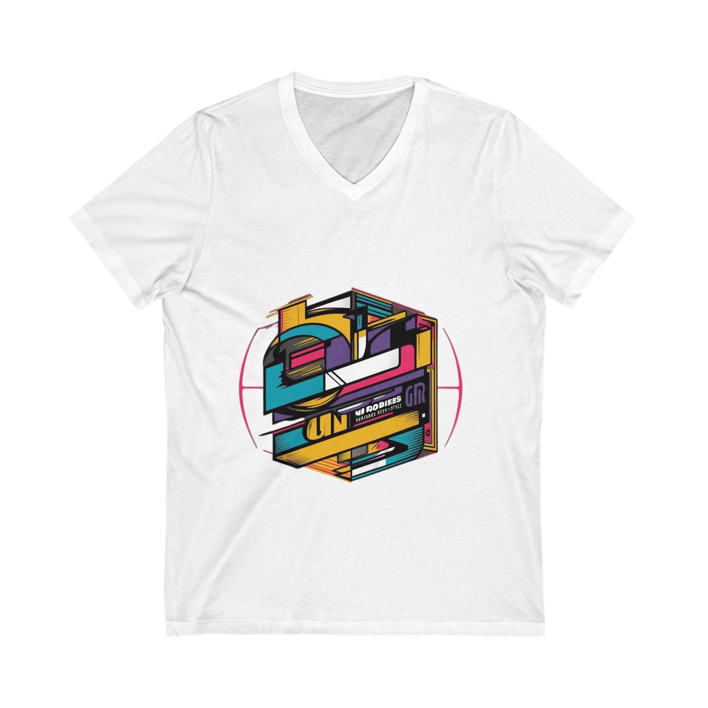 Rubik's Cube Unisex Organic Cotton V-Neck Tee - Eco-Friendly Graphic T-Shirt showcasing a colorful hand-drawn design perfect for everyday wear and sustainable fashion.