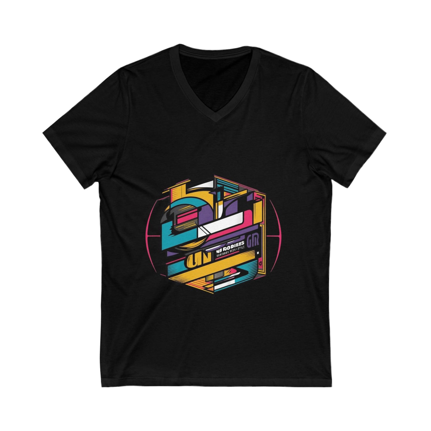 Close-up of Rubik's Cube Unisex Organic Cotton V-Neck Tee showcasing the soft organic cotton fabric for ultimate comfort.
