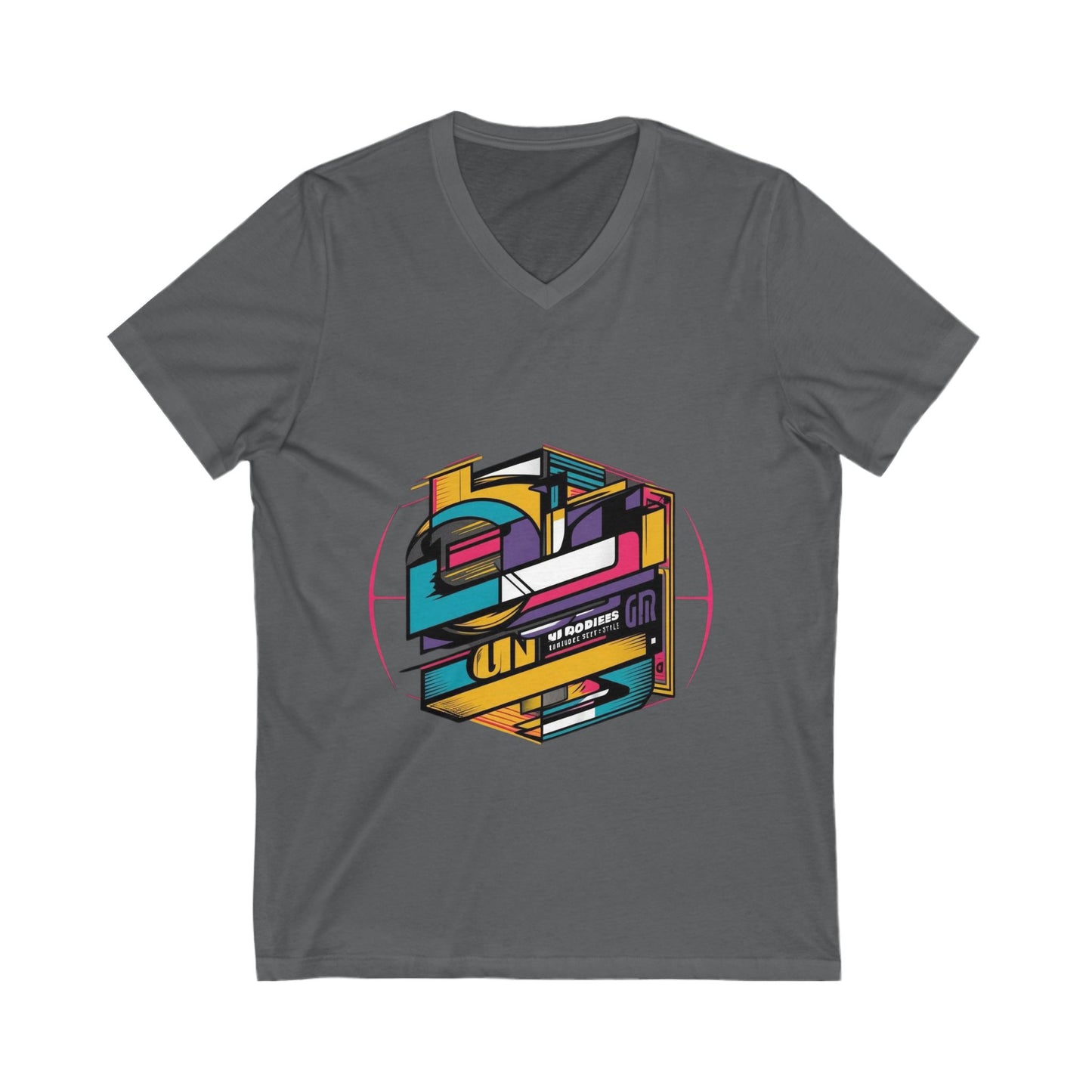Eco-friendly Rubik's Cube Unisex Organic Cotton V-Neck Tee on a hanger, demonstrating its lightweight and breathable design.