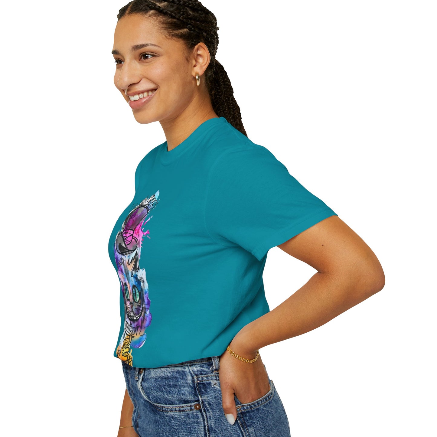 Flat lay of the Personalized Cat With A Hat Country Music Graphic T-Shirt alongside accessories, showcasing its versatility for everyday wear.