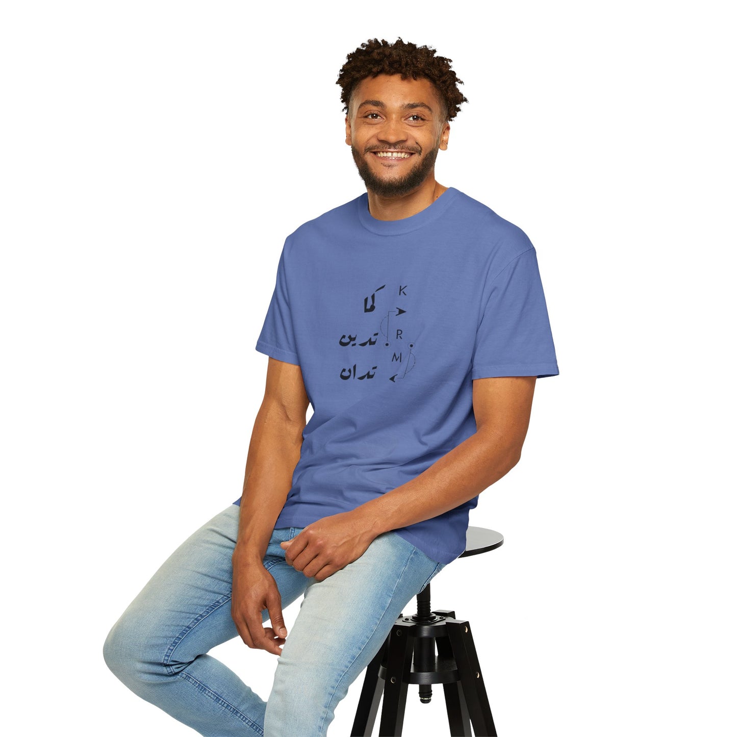 Close-up view of the Karma Has Its Ways Vintage Aesthetic long sleeve pullover tee highlighting the soft organic cotton fabric.