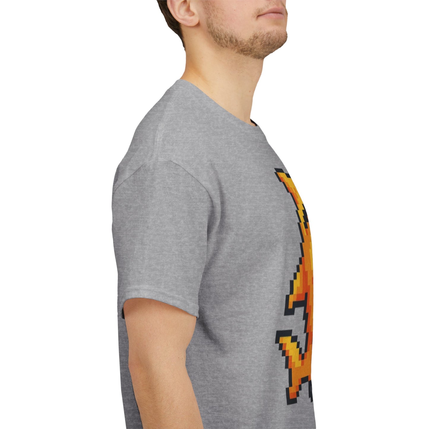 Retro Pixel Baby Shark Unisex Heavy Cotton Tee, Fun Graphic Tee, Gamer Shirt, Gift for Shark Lovers, Summer Casual Wear, Retro T-Shirt