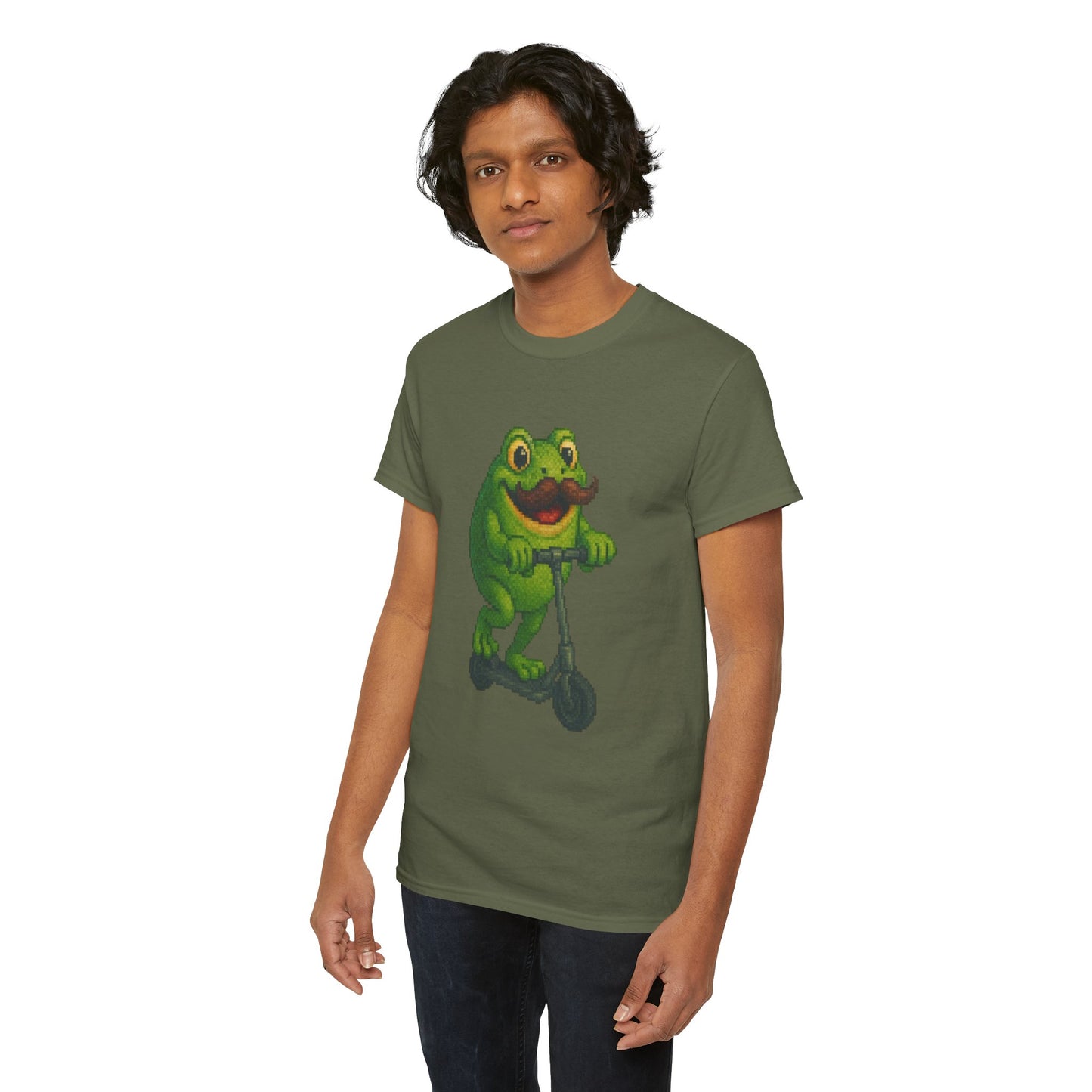 Fun Frog Scooter Tee - Unisex Heavy Cotton T-Shirt, Cute Animal Shirt, Gift for Kids & Teens, Funny Graphic Tee, Summer Wear