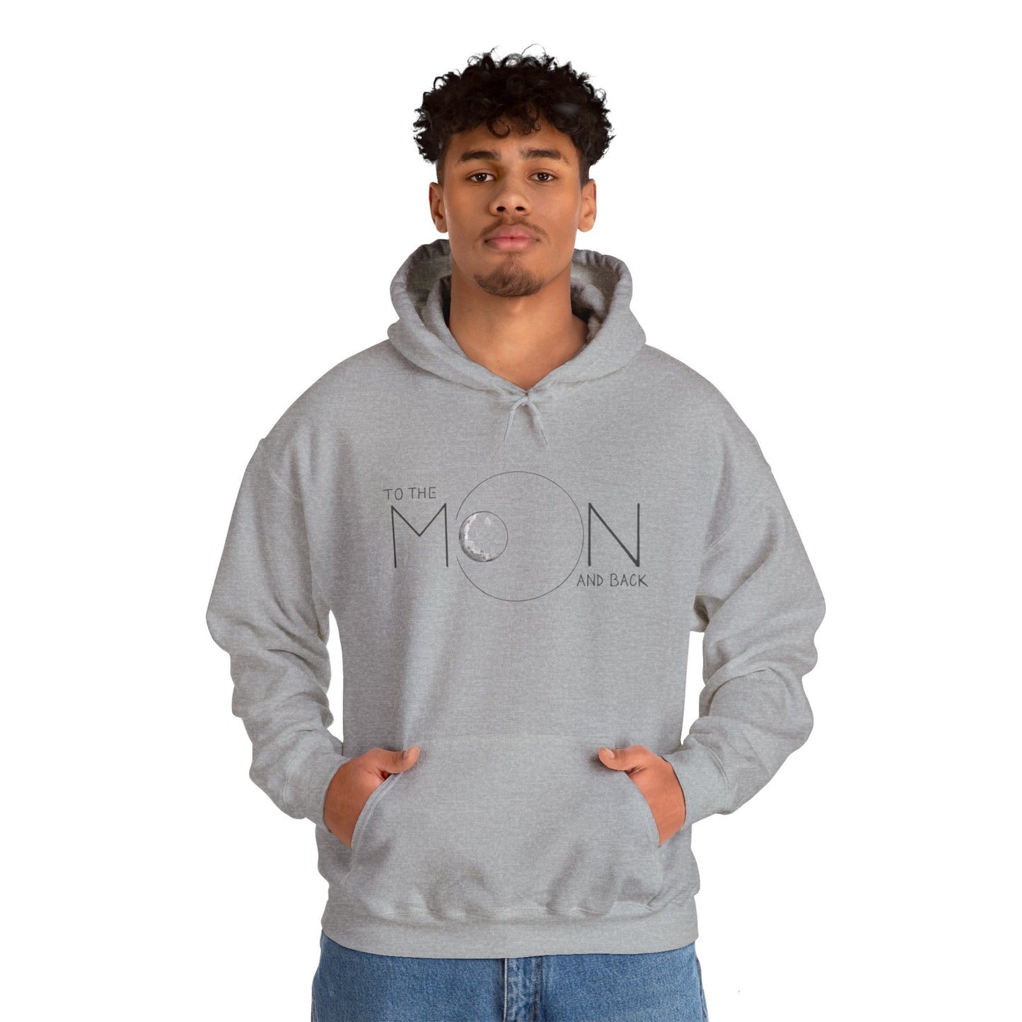Model wearing To The Moon! Boho Western Sweatshirt, demonstrating its relaxed fit and stylish look for an adventurous day out.