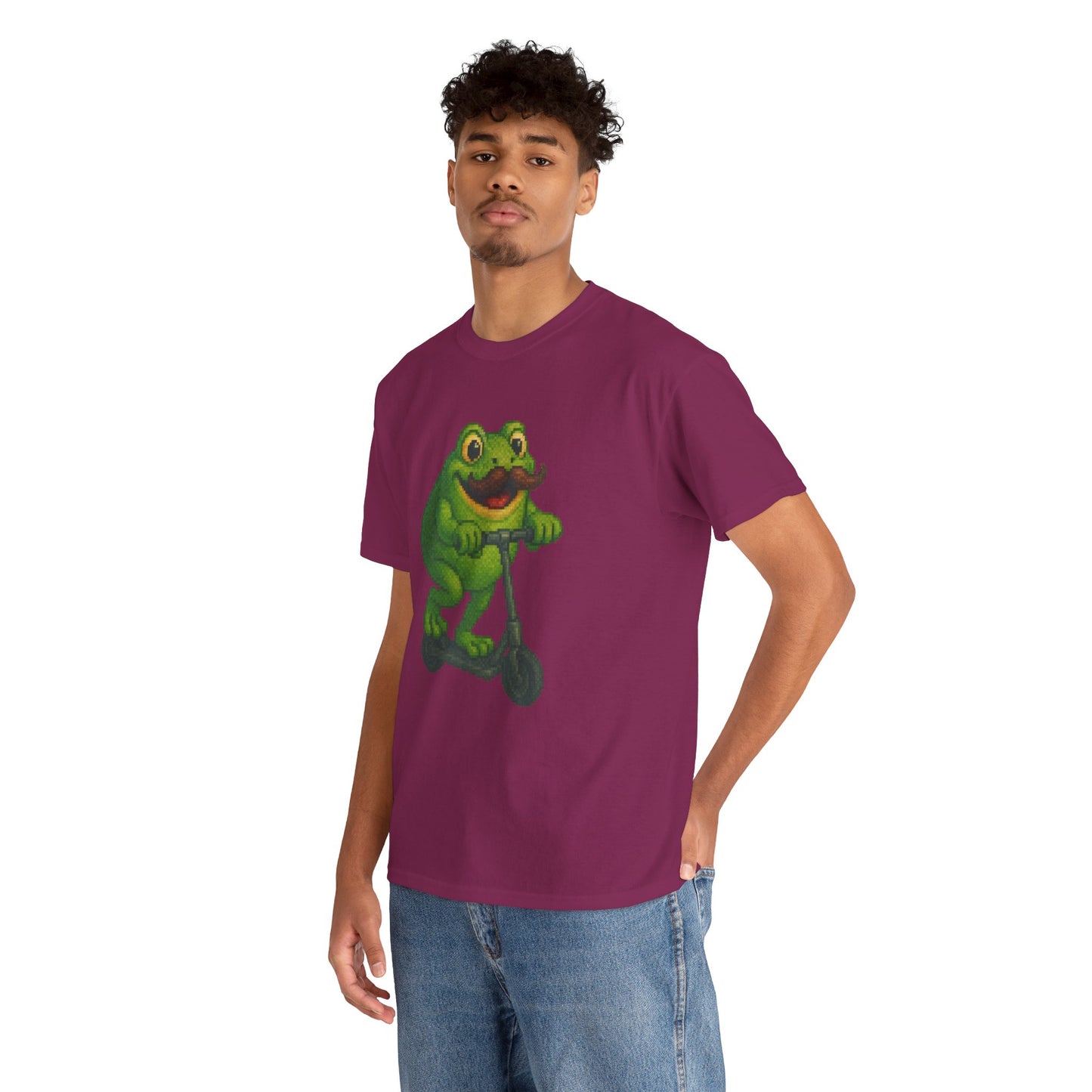 Fun Frog Scooter Tee - Unisex Heavy Cotton T-Shirt, Cute Animal Shirt, Gift for Kids & Teens, Funny Graphic Tee, Summer Wear