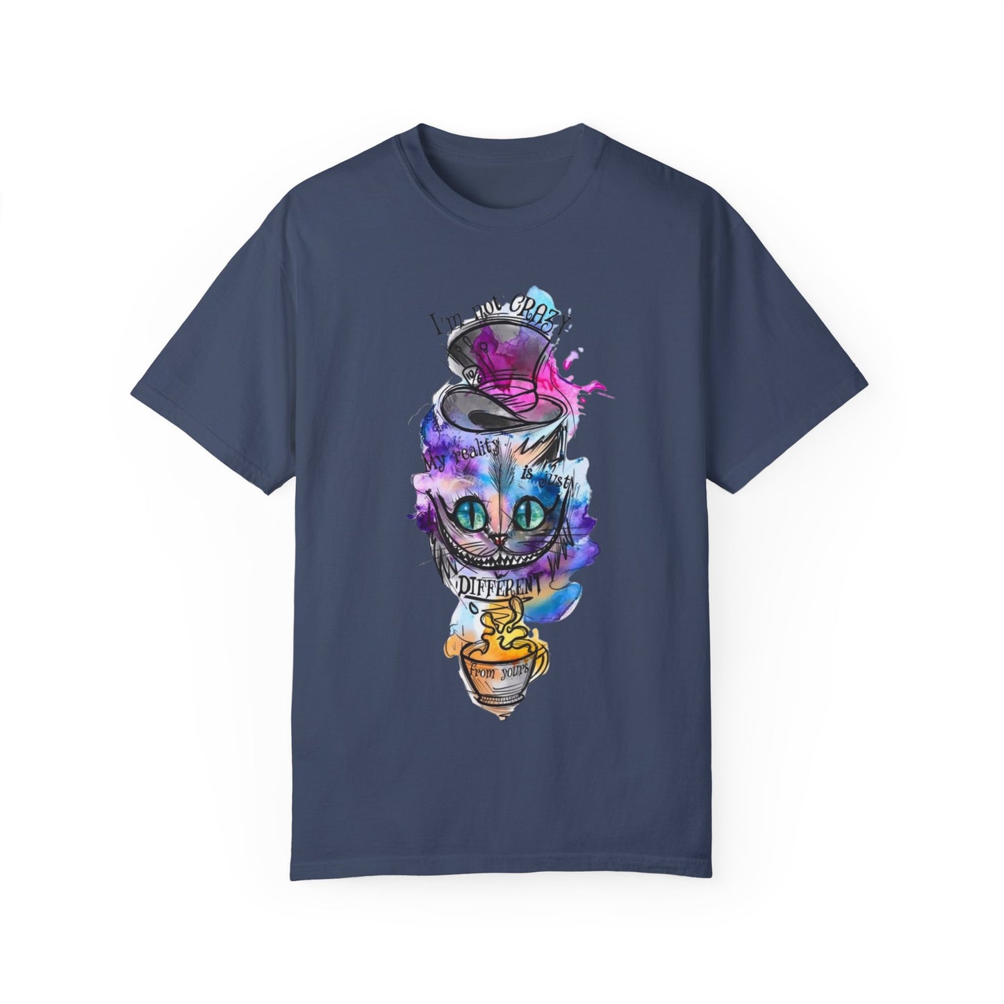 Close-up image of the graphic design on the Personalized Cat With A Hat Country Music Graphic T-Shirt, highlighting the unique hand-drawn details.