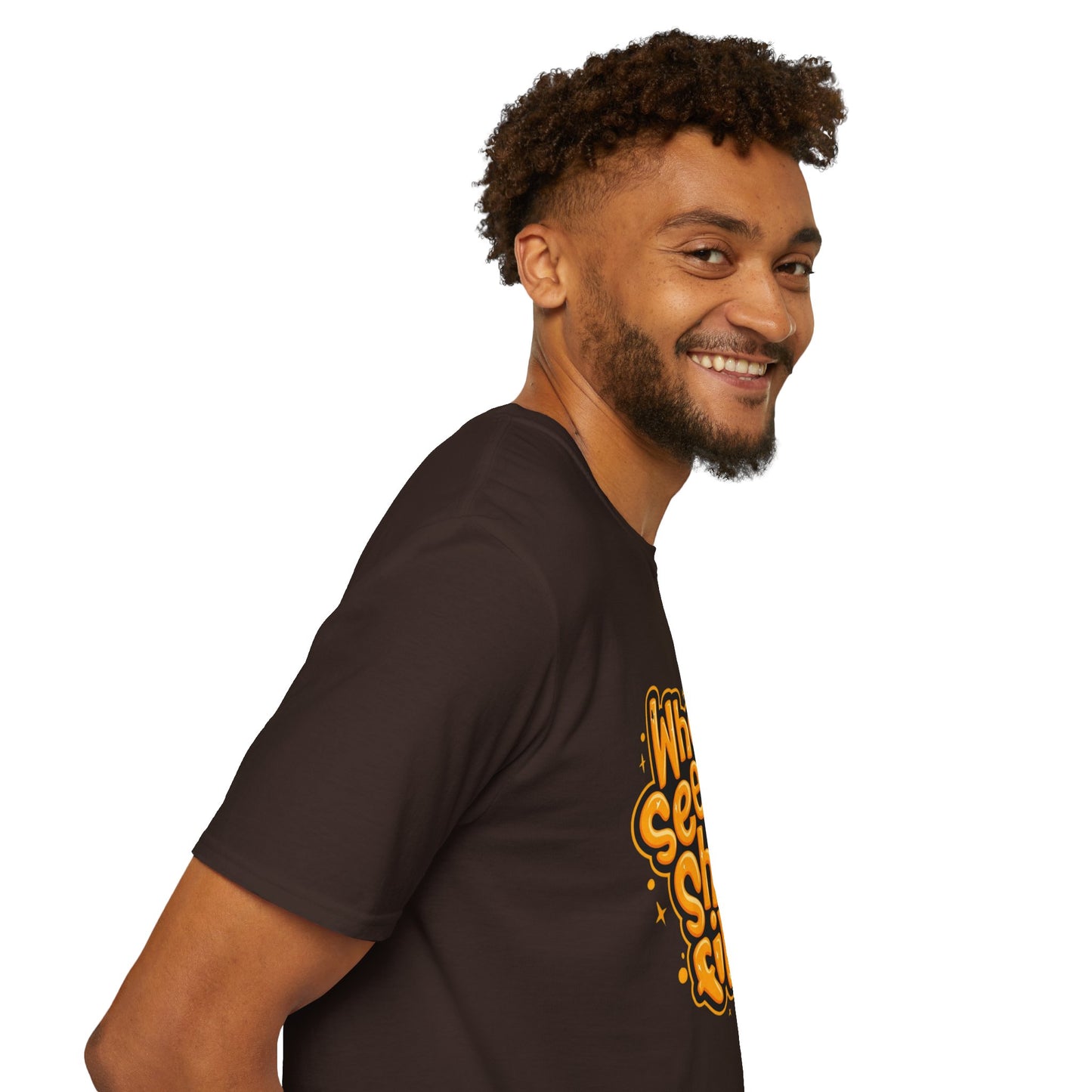 Close-up of the Unisex Organic Cotton Softstyle T-Shirt - Eco-Friendly, Comfortable, Stylish Casual Wear showcasing the fabric texture and neckline design.