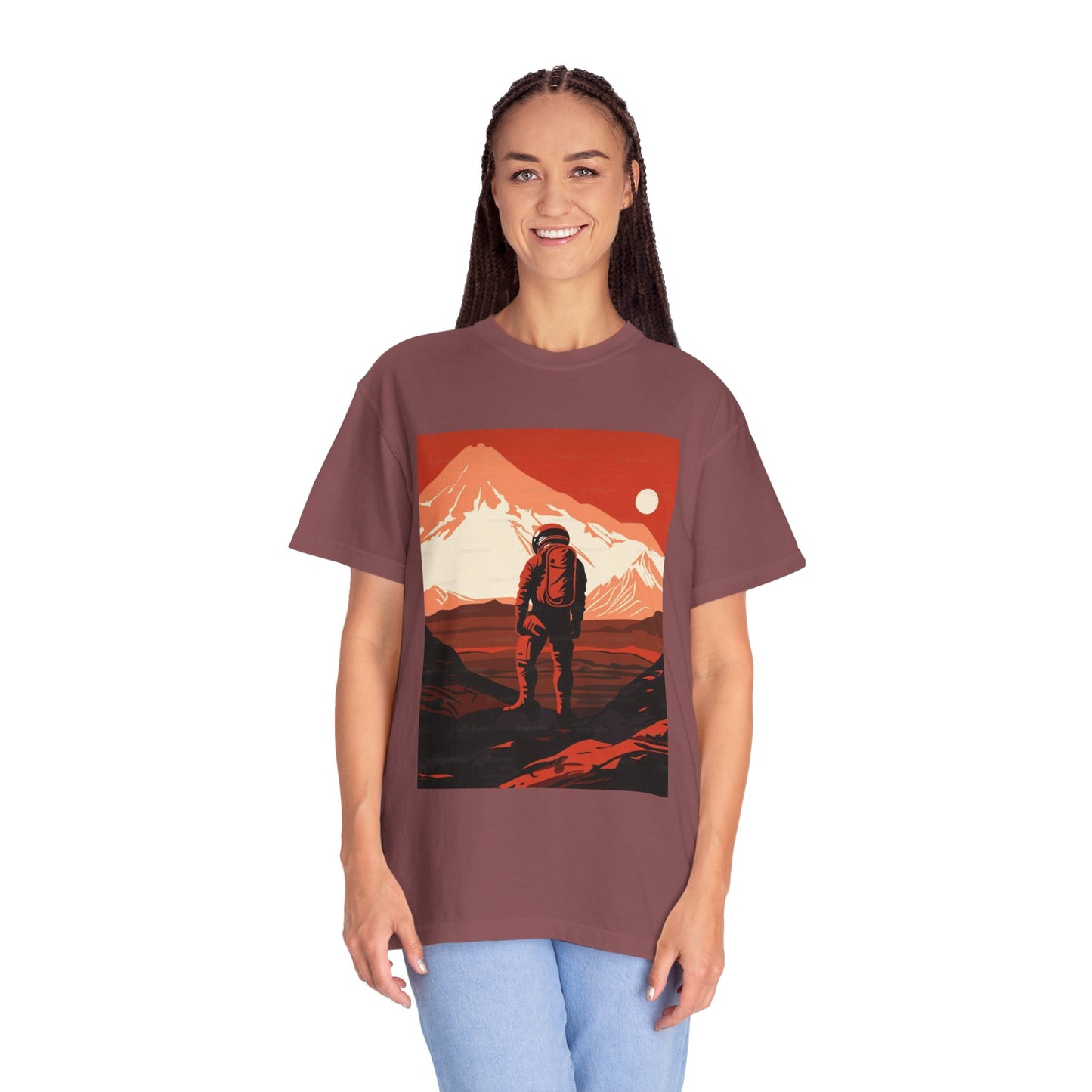 Man On Mars Graphic T-Shirt featuring hand-drawn graphic design, made from eco-friendly organic cotton, perfect for casual outings and festivals.