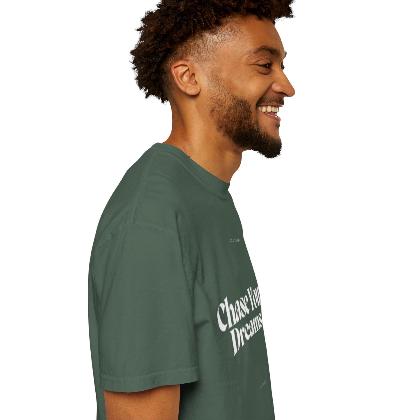 Chase Your Dreams Vintage Aesthetic Pullover - Eco-Friendly Oversized Boho T-Shirt displayed in a stylish outfit paired with jeans.
