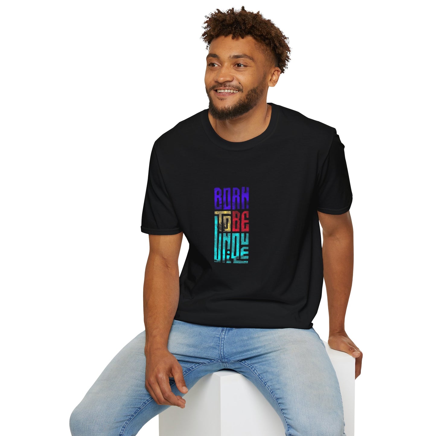 Born to Be Unique - Unisex Softstyle T-Shirt - Colorful Inspirational Tee