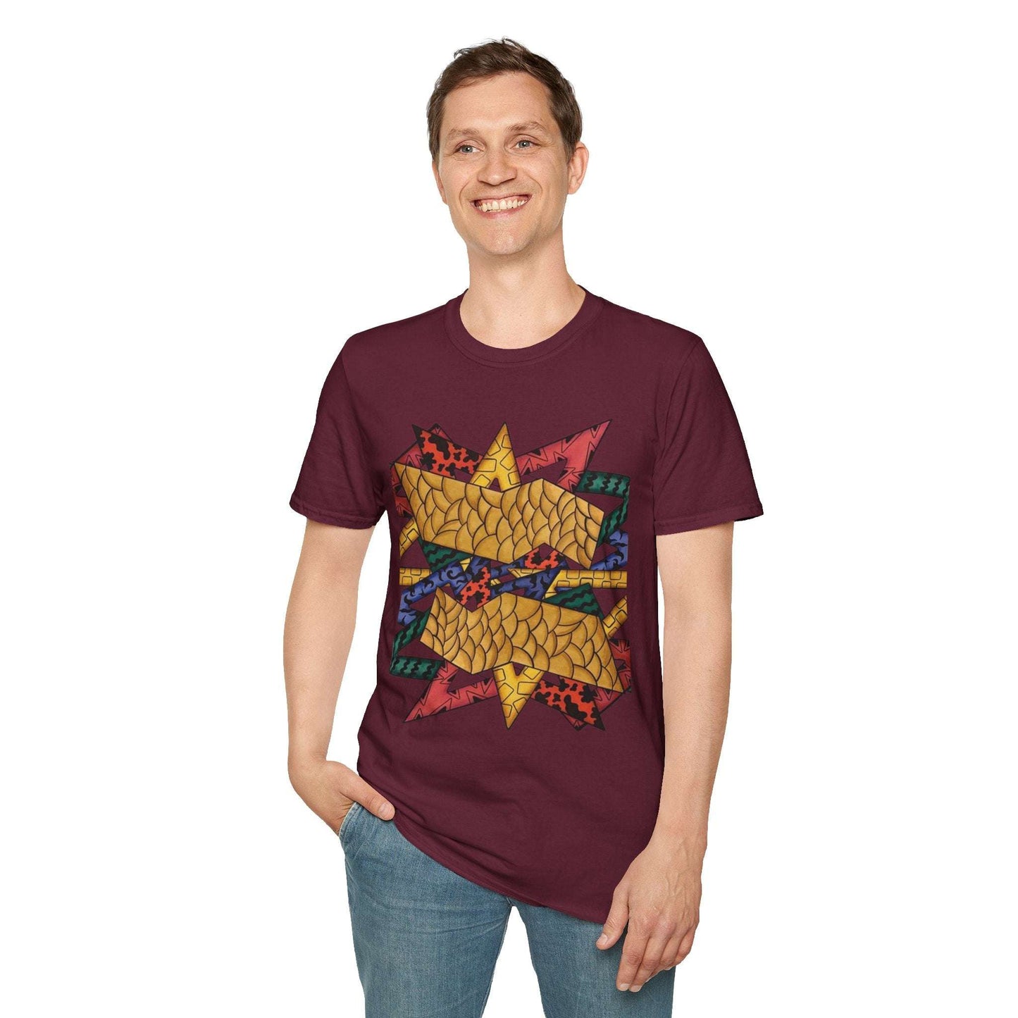 Abstract Art Unisex Softstyle T-Shirt - Colorful Graphic Tee for Creative Souls By @Almatar.art