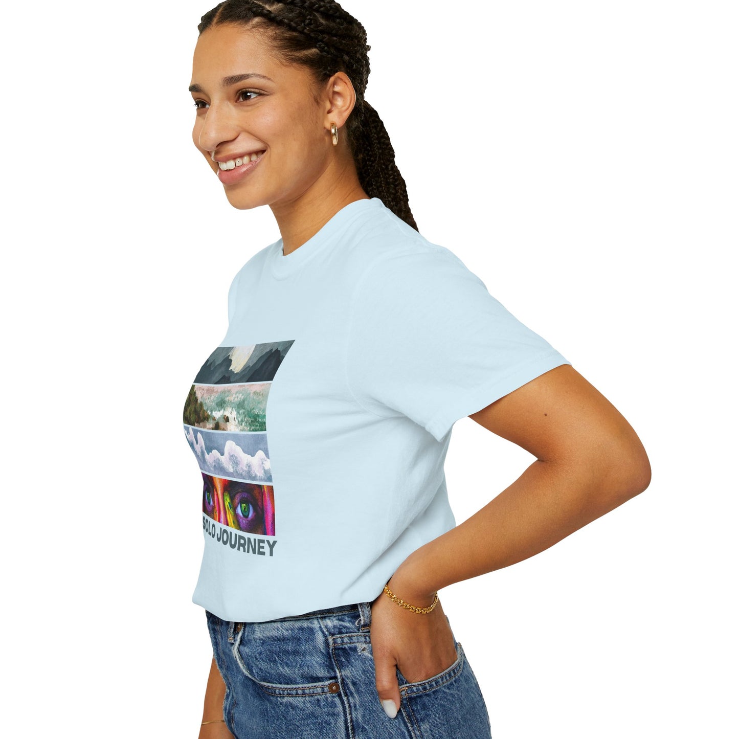 Back view of Vintage Aesthetic Oversized Boho T-Shirt 07 - Eco-Friendly Organic Cotton Tee emphasizing the relaxed fit and comfortable wear