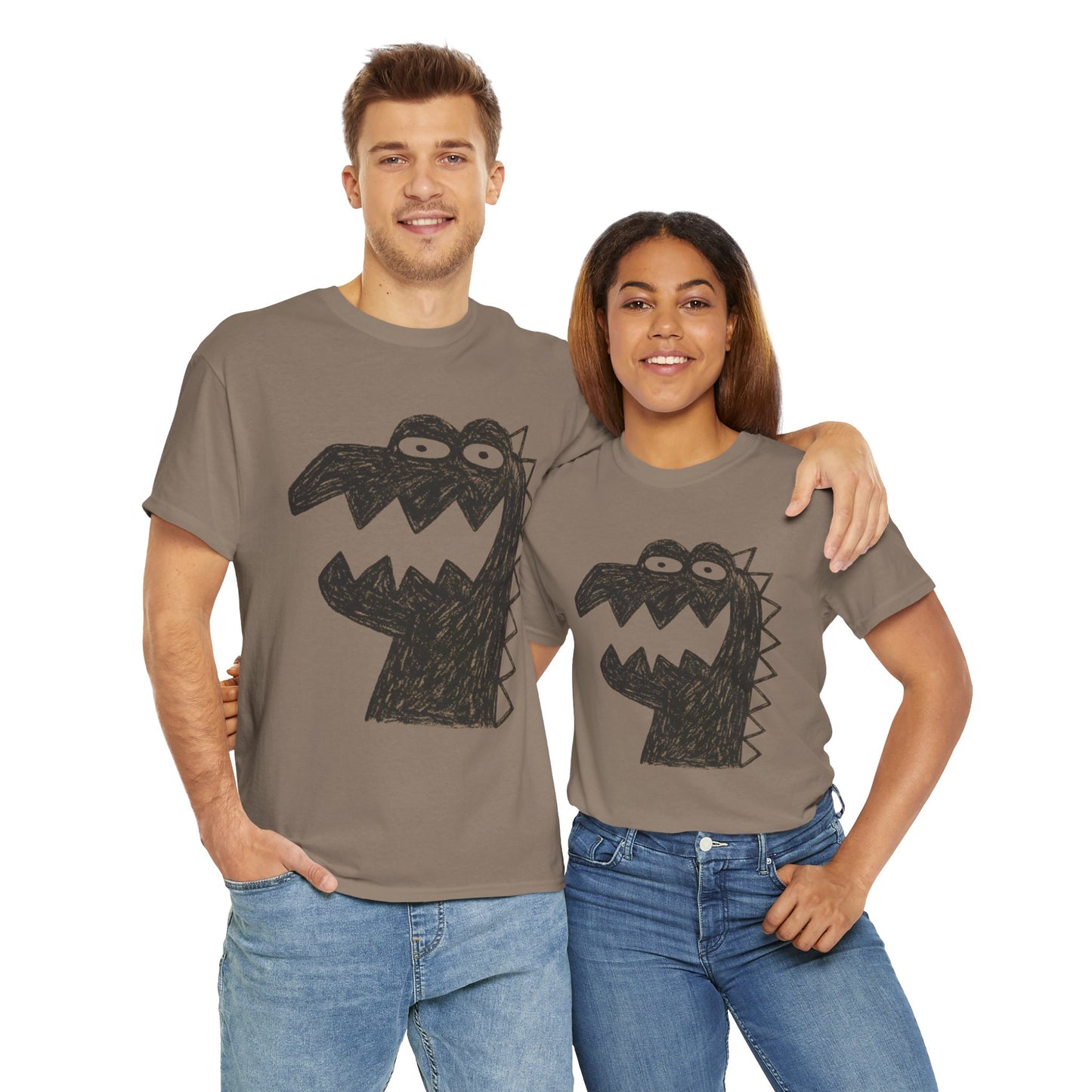 Dinosaur Graphic Tee, Unisex Cotton Shirt, Fun Casual Wear, Cute Monster Top, Gift for Kids and Teens, Birthday Celebration