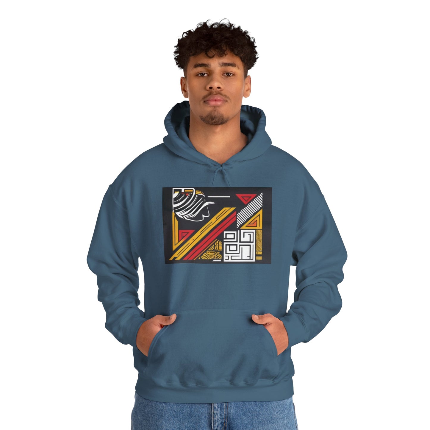 Vintage Aesthetic Oversized Boho Hoodie - Eco-Friendly Organic Cotton Pullover laid flat to showcase its unique graphic design and comfortable fit.