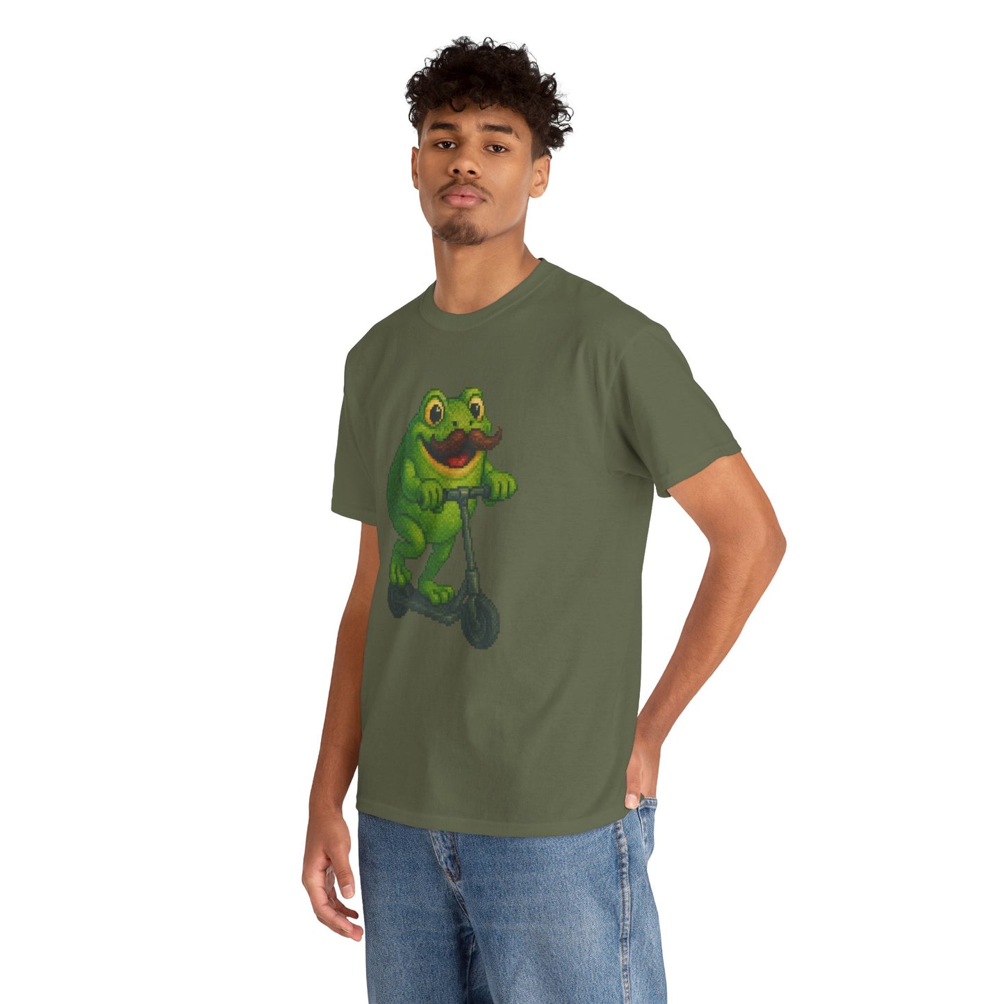 Fun Frog Scooter Tee - Unisex Heavy Cotton T-Shirt, Cute Animal Shirt, Gift for Kids & Teens, Funny Graphic Tee, Summer Wear