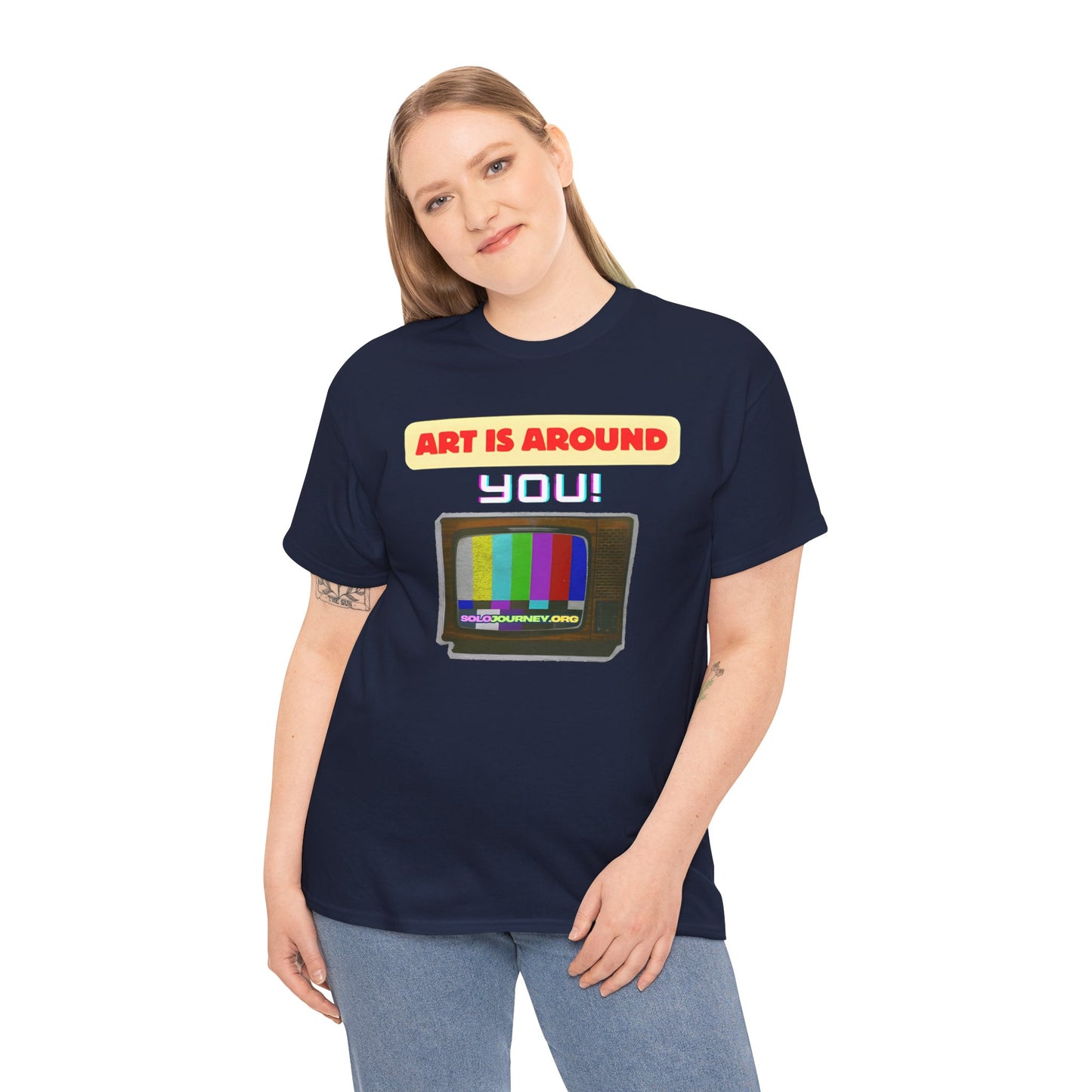 Retro Art Unisex Heavy Cotton Tee - Fun and Colorful Graphic T-Shirt for Art Lovers, Gift for Artists, Casual Wear, Art Inspired Apparel