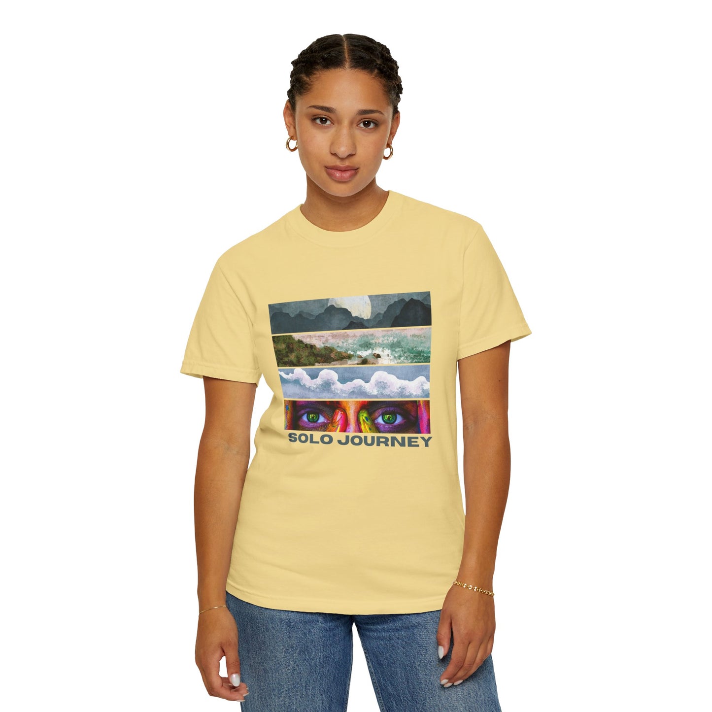 Flat lay of the Vintage Aesthetic Oversized Boho T-Shirt 07 - Eco-Friendly Organic Cotton Tee with natural background, emphasizing its eco-friendly design.