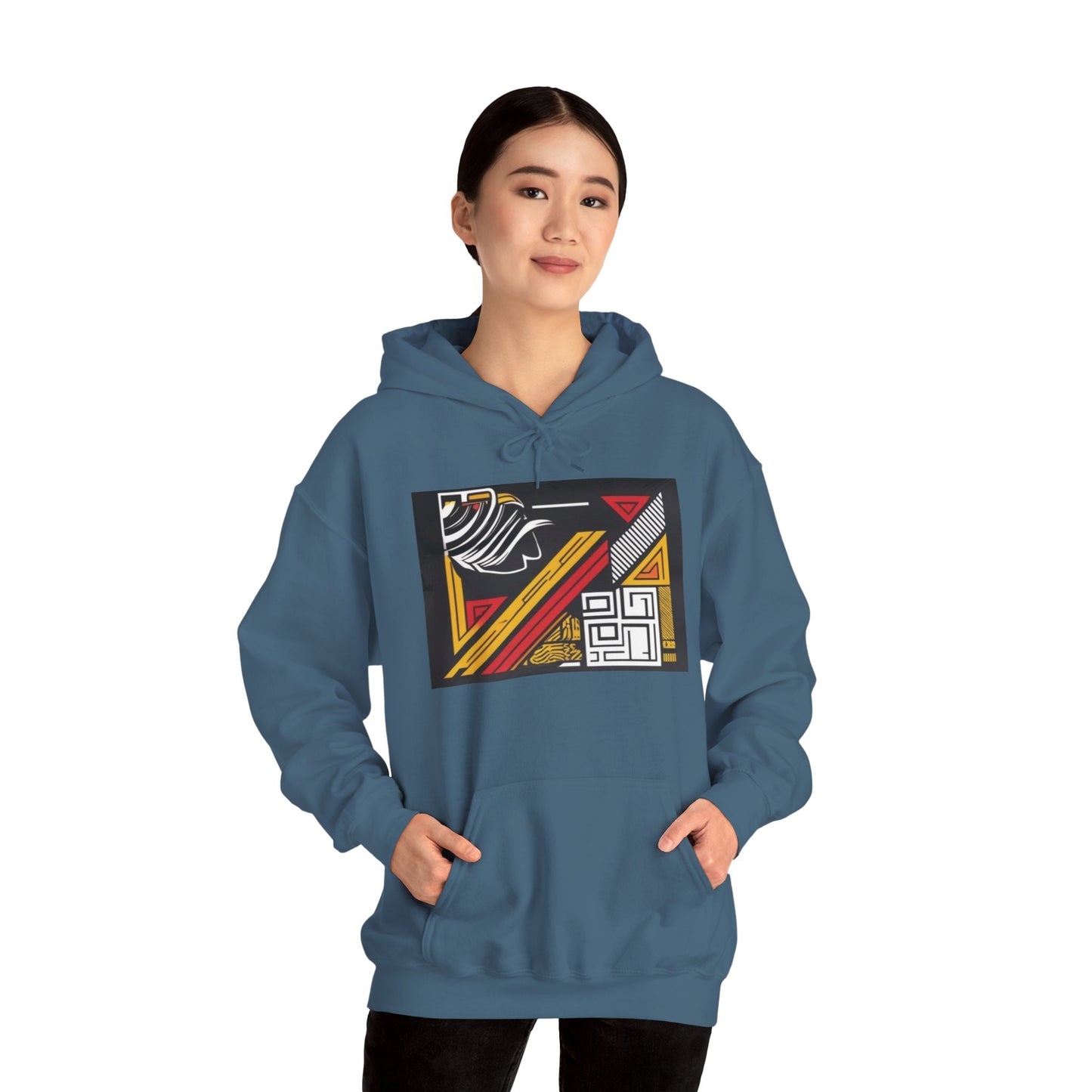 Styled outfit featuring Vintage Aesthetic Oversized Boho Hoodie - Eco-Friendly Organic Cotton Pullover paired with high-waisted jeans.