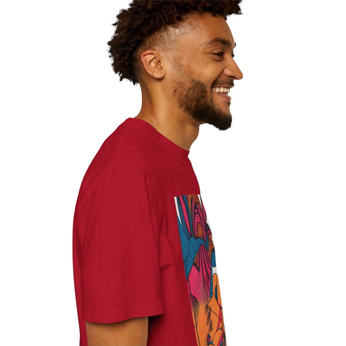 Berry Masterpiece Oversized Boho T-Shirt 09 featuring a vibrant graphic print, made from eco-friendly organic cotton, perfect for sustainable fashion lovers.