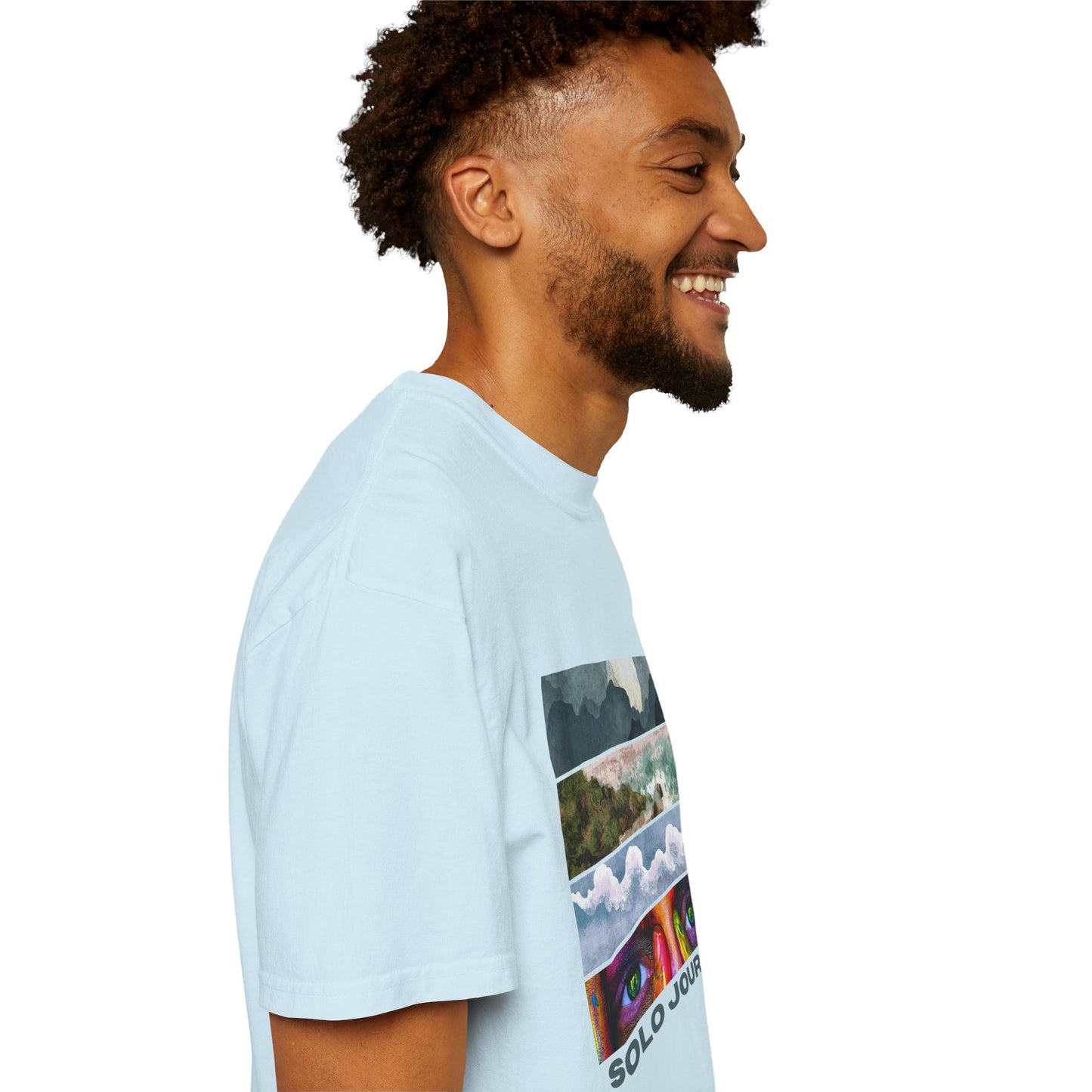 Vintage Aesthetic Oversized Boho T-Shirt 07 - Eco-Friendly Organic Cotton Tee on a hanger, surrounded by plants, emphasizing its eco-friendly vibe.