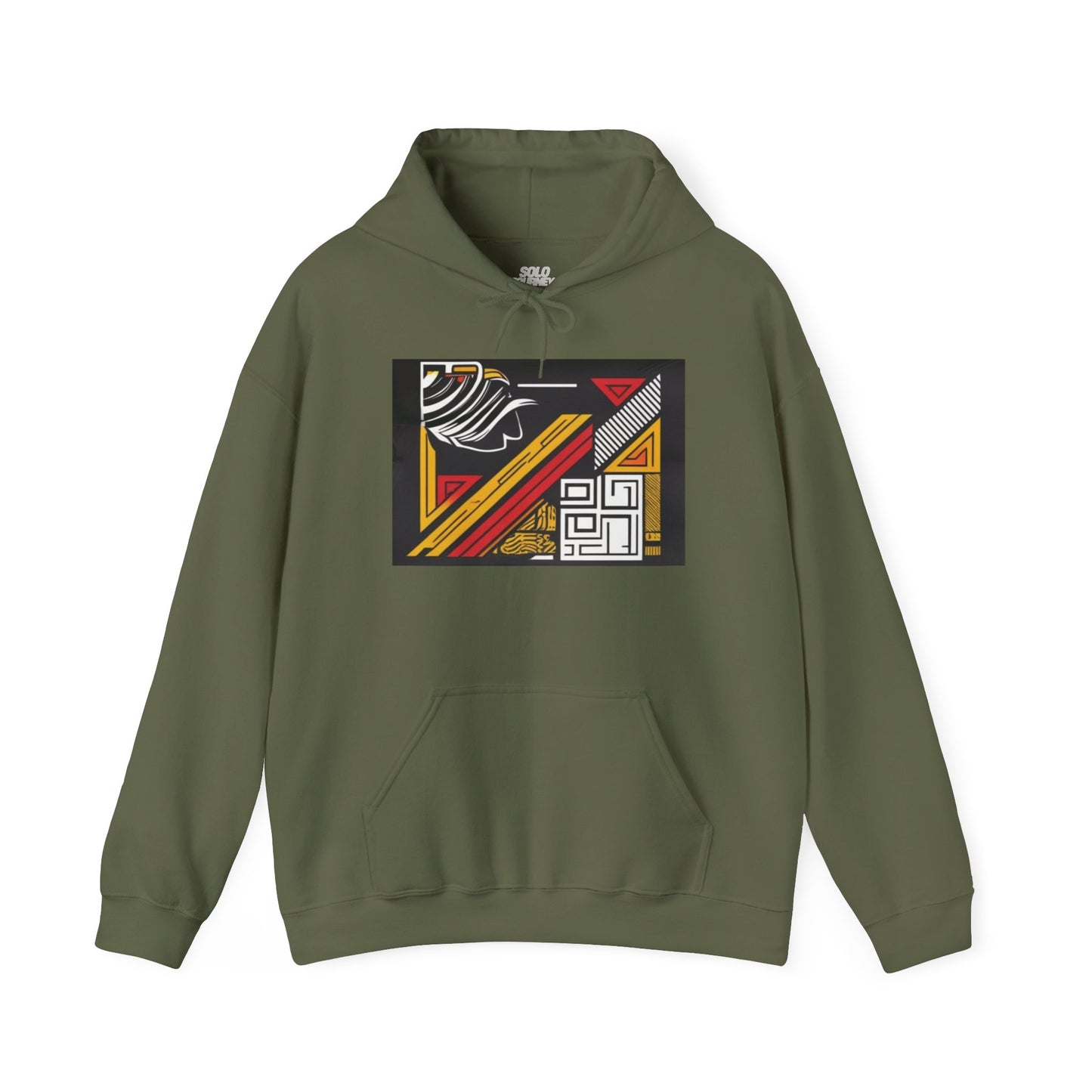 Close-up of the graphic design on Vintage Aesthetic Oversized Boho Hoodie - Eco-Friendly Organic Cotton Pullover.