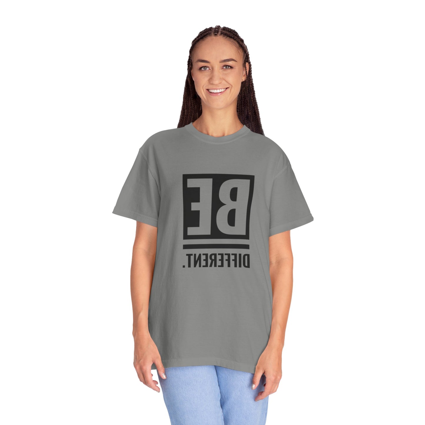Group of friends wearing the Be Different Art Graphic Oversized Boho T-Shirt during a summer day, celebrating individuality and comfort.