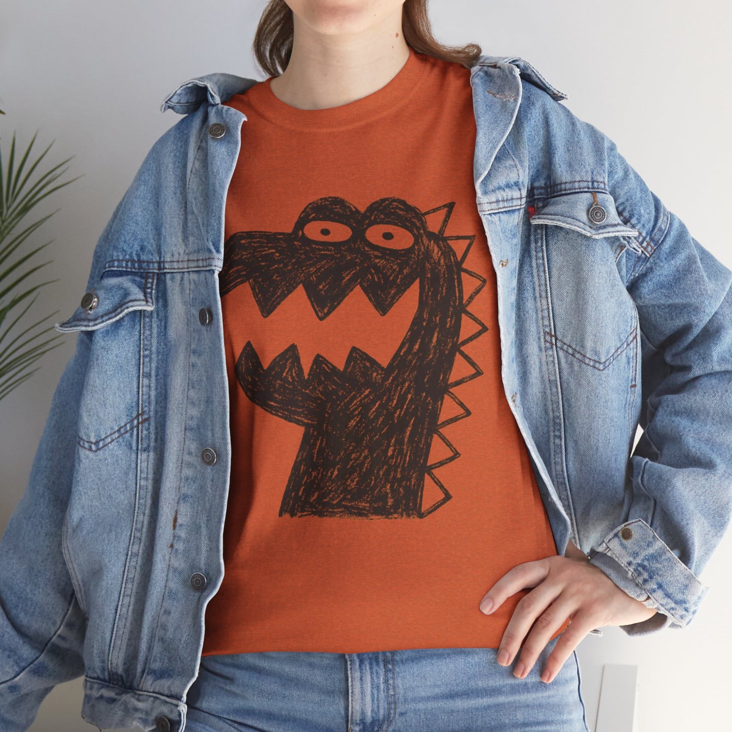 Dinosaur Graphic Tee, Unisex Cotton Shirt, Fun Casual Wear, Cute Monster Top, Gift for Kids and Teens, Birthday Celebration