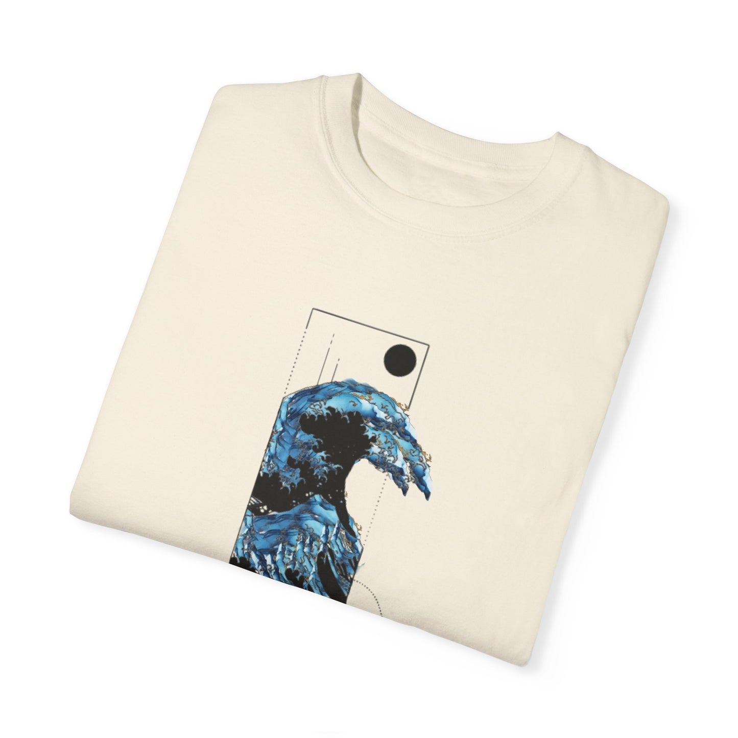 Front view of the Waves Art Vintage Aesthetic Pullover, highlighting the oversized fit and soft organic cotton fabric.