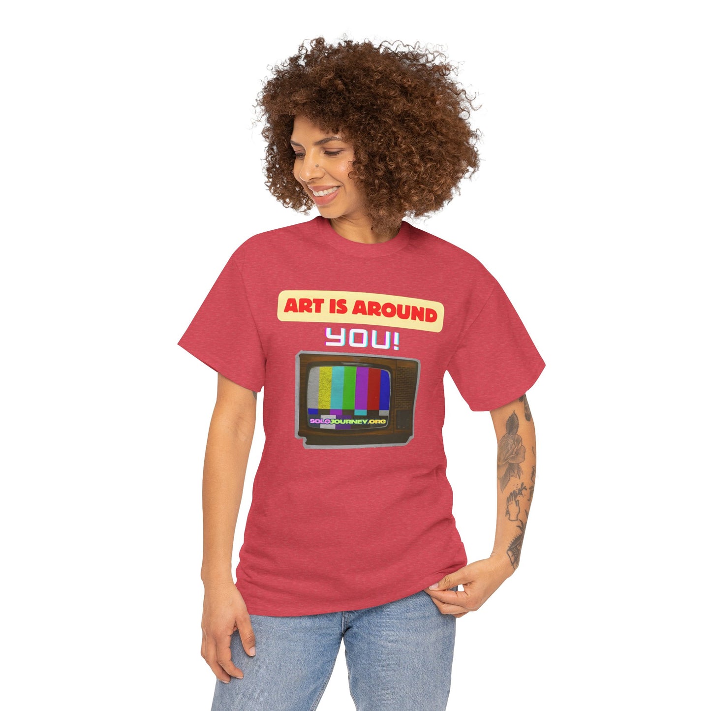 Retro Art Unisex Heavy Cotton Tee - Fun and Colorful Graphic T-Shirt for Art Lovers, Gift for Artists, Casual Wear, Art Inspired Apparel