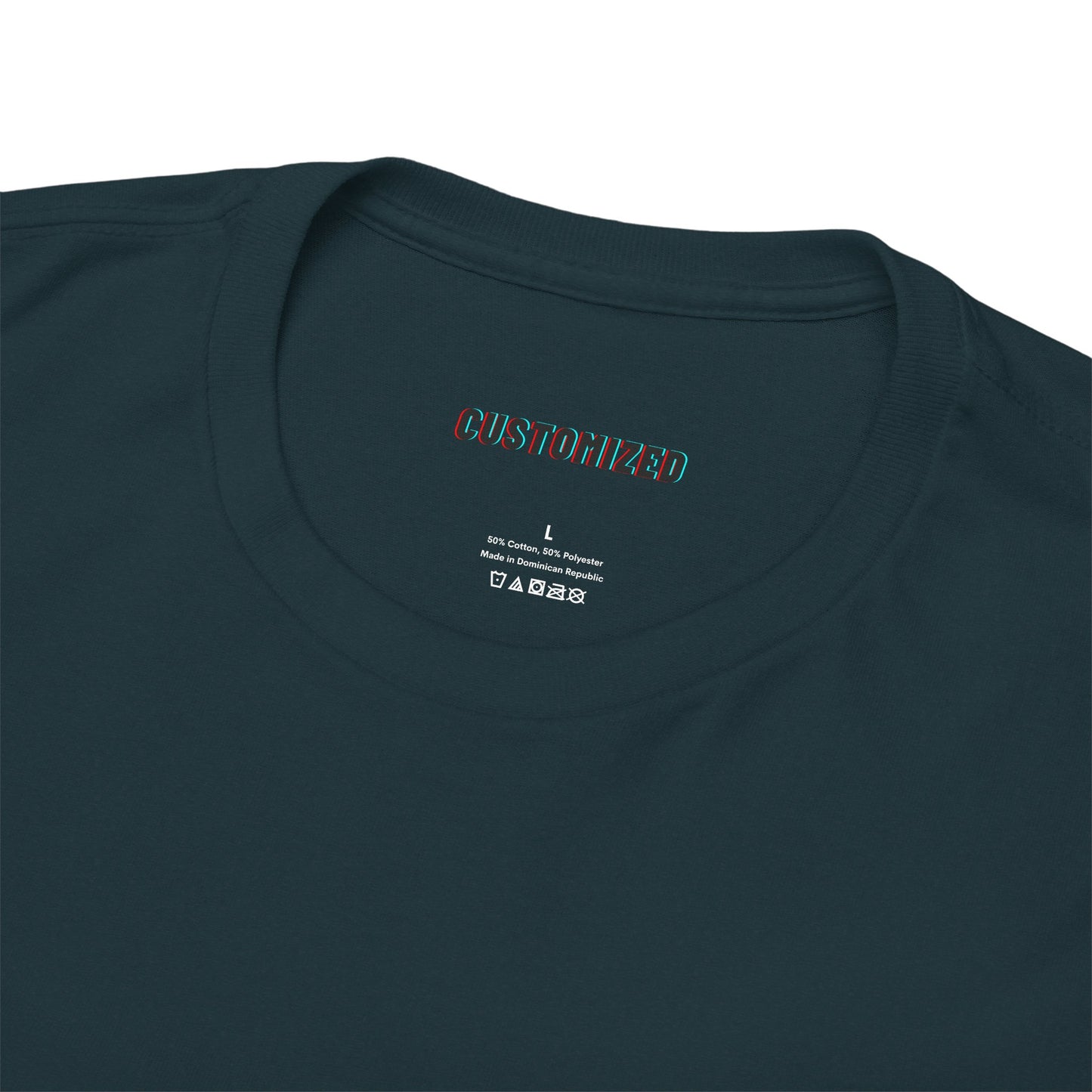 Personalized Unisex Heavy Cotton Tee - Eco-Friendly, Comfortable, Custom Graphic Wear showcased on a model in a casual setting.