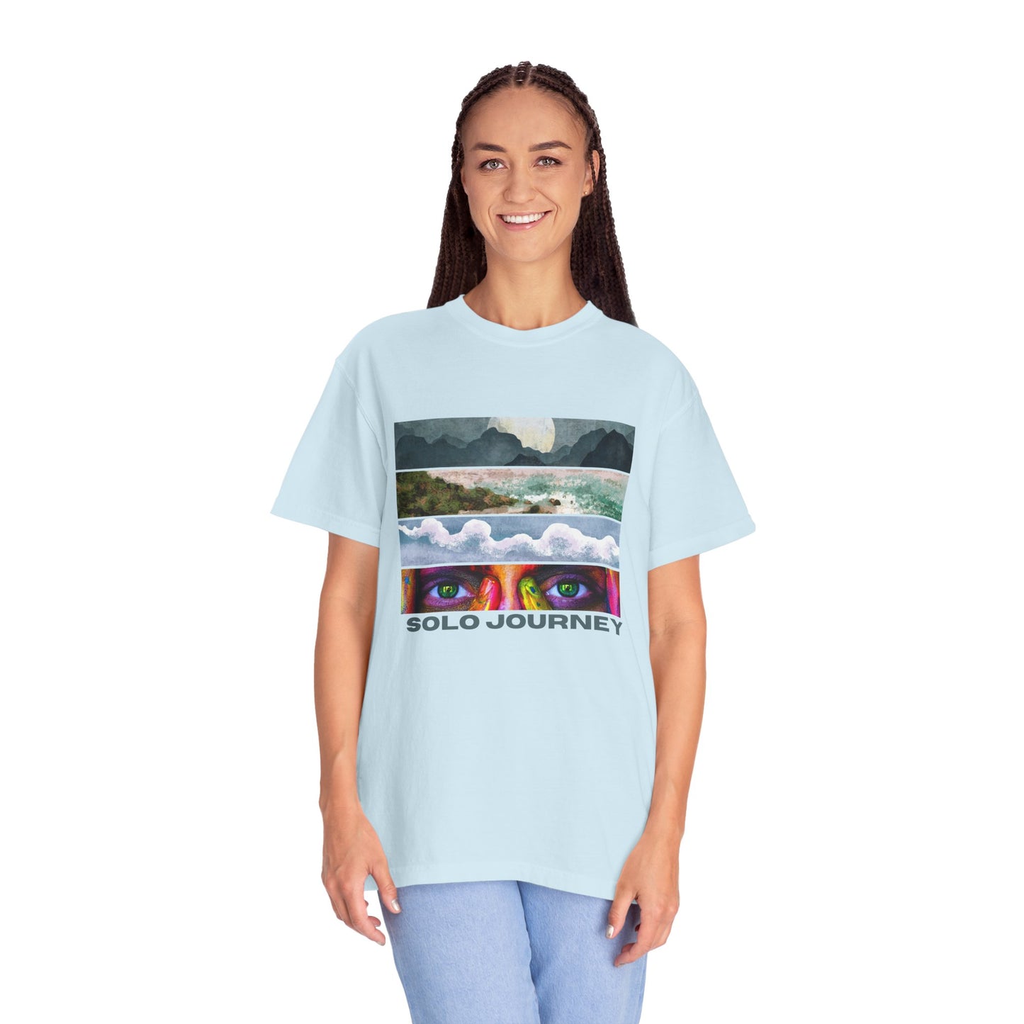 Model wearing Vintage Aesthetic Oversized Boho T-Shirt 07 - Eco-Friendly Organic Cotton Tee, showcasing relaxed fit and casual style