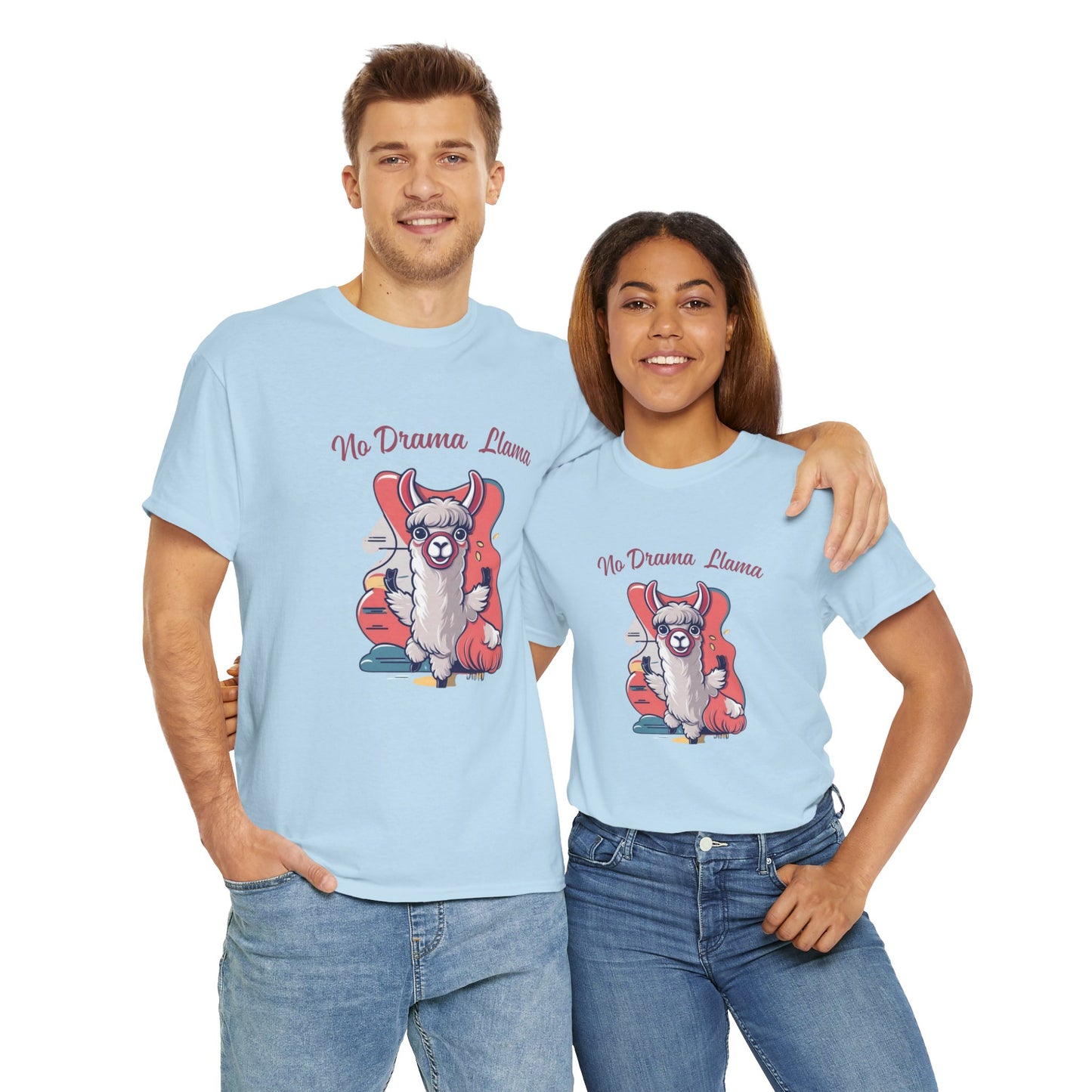 No Drama Llama Unisex Heavy Cotton Tee - Fun Graphic Tee for Casual Wear